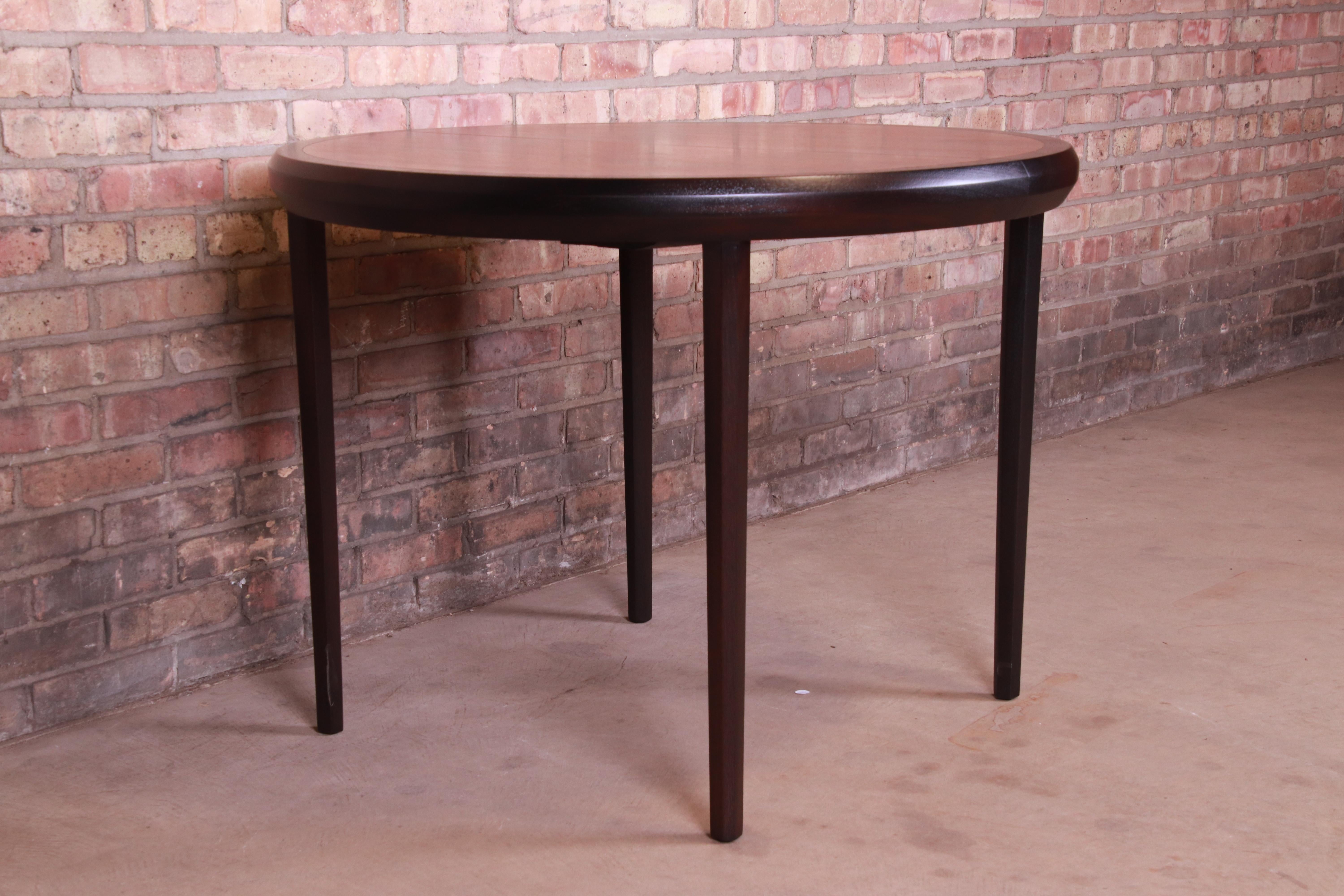 Harvey Probber Rosewood and Ebonized Walnut Extension Dining Table, Refinished 3