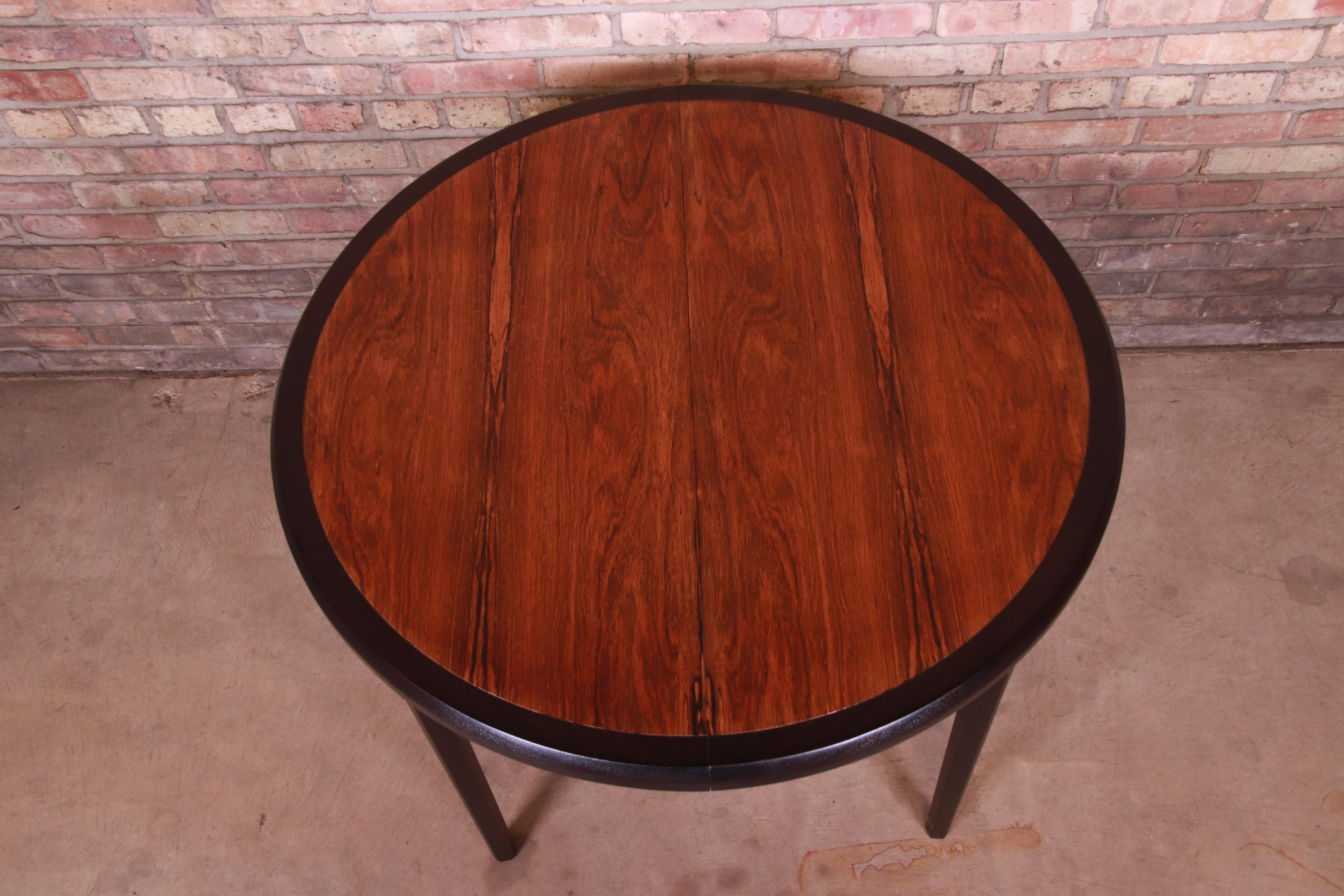 Harvey Probber Rosewood and Ebonized Walnut Extension Dining Table, Refinished 4