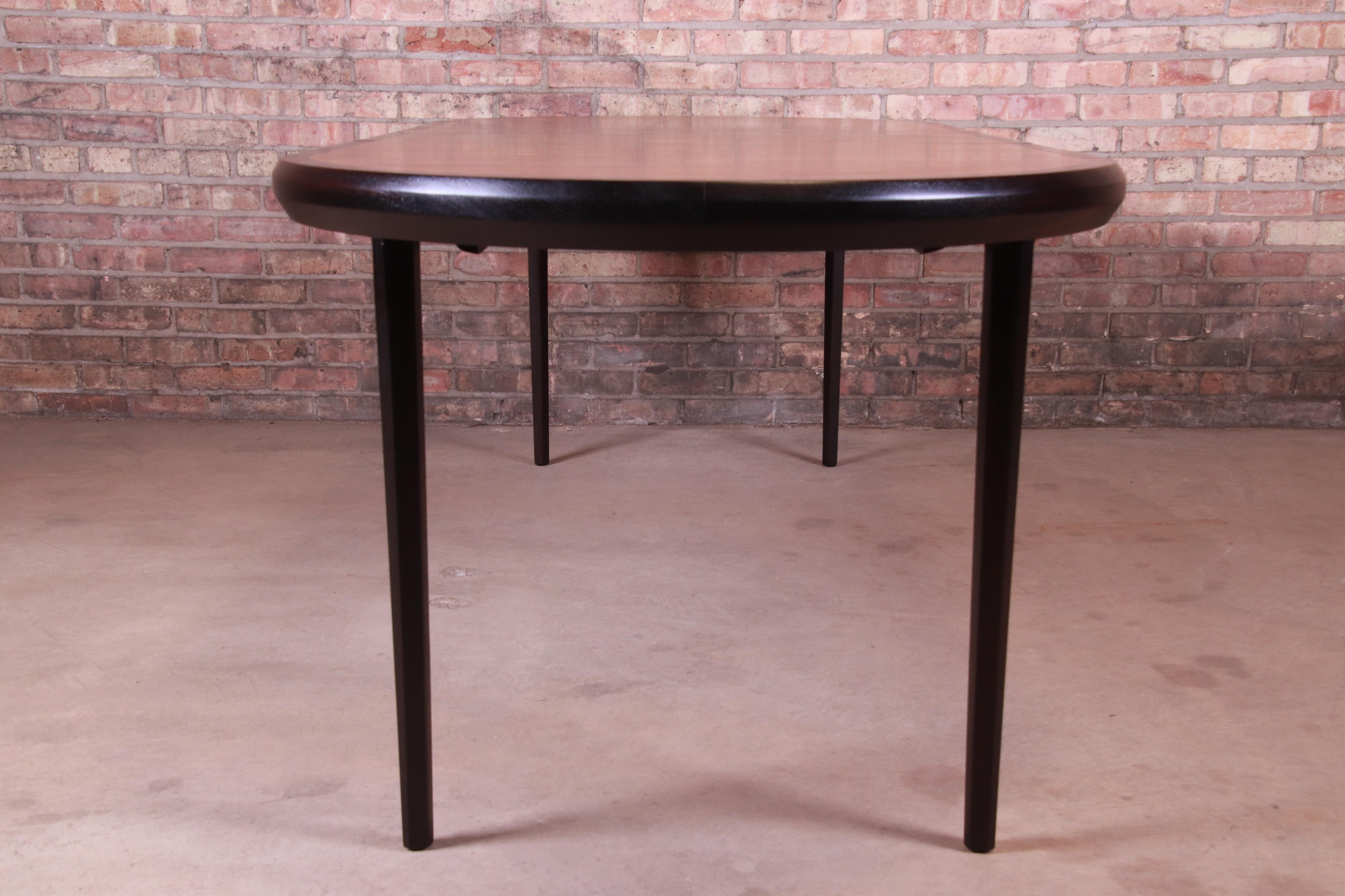 Harvey Probber Rosewood and Ebonized Walnut Extension Dining Table, Refinished 5
