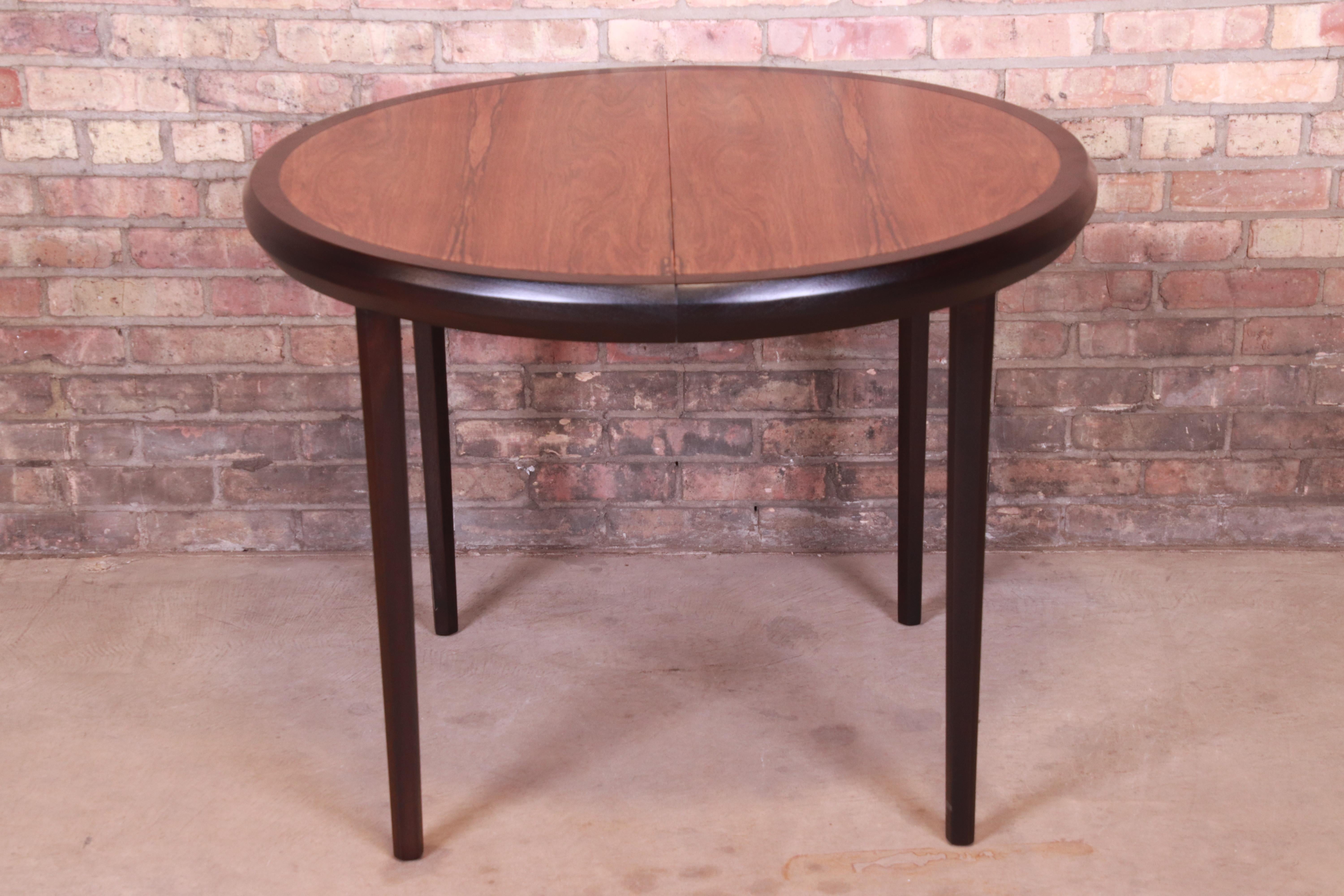 American Harvey Probber Rosewood and Ebonized Walnut Extension Dining Table, Refinished