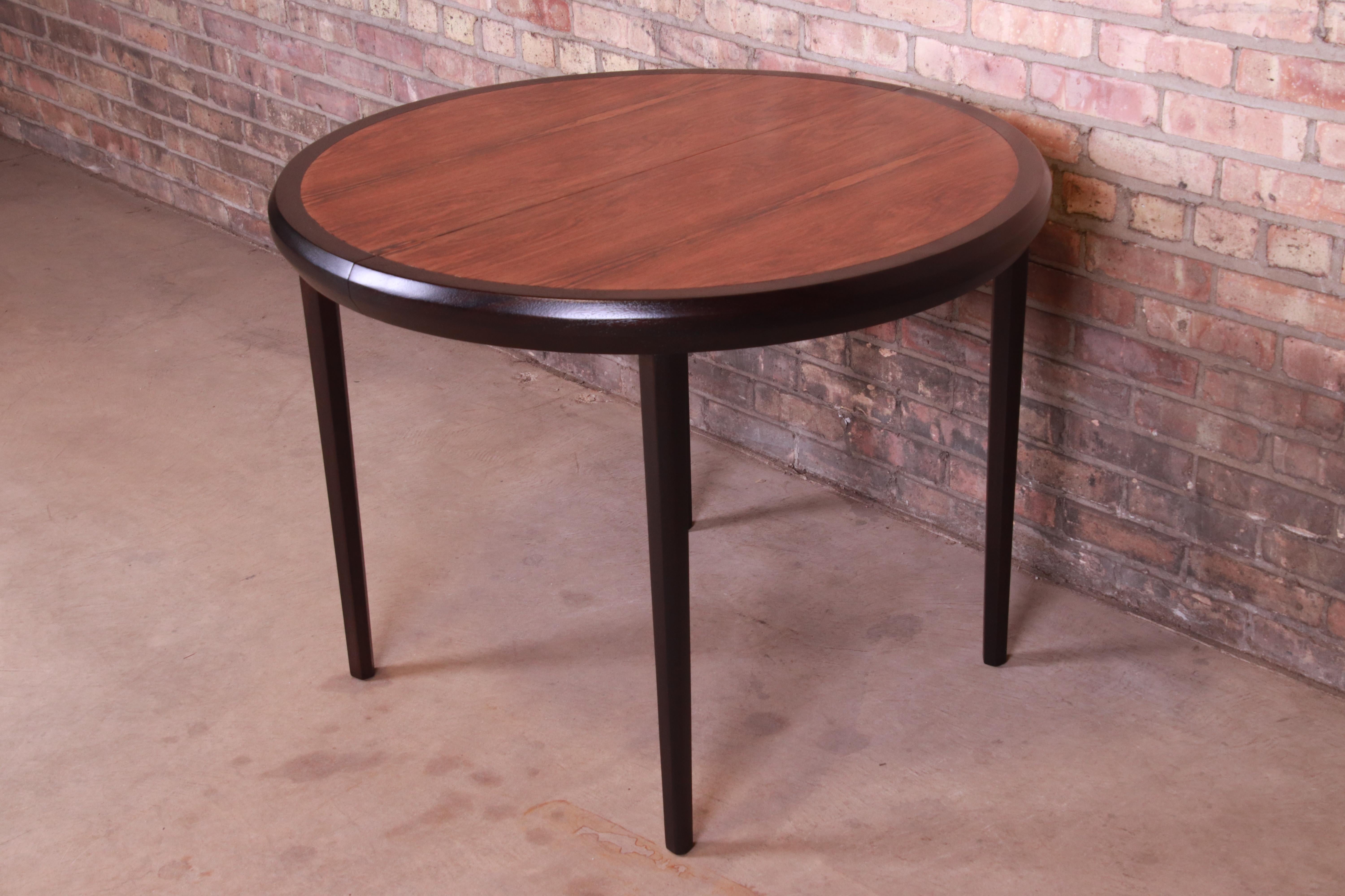 Mid-20th Century Harvey Probber Rosewood and Ebonized Walnut Extension Dining Table, Refinished
