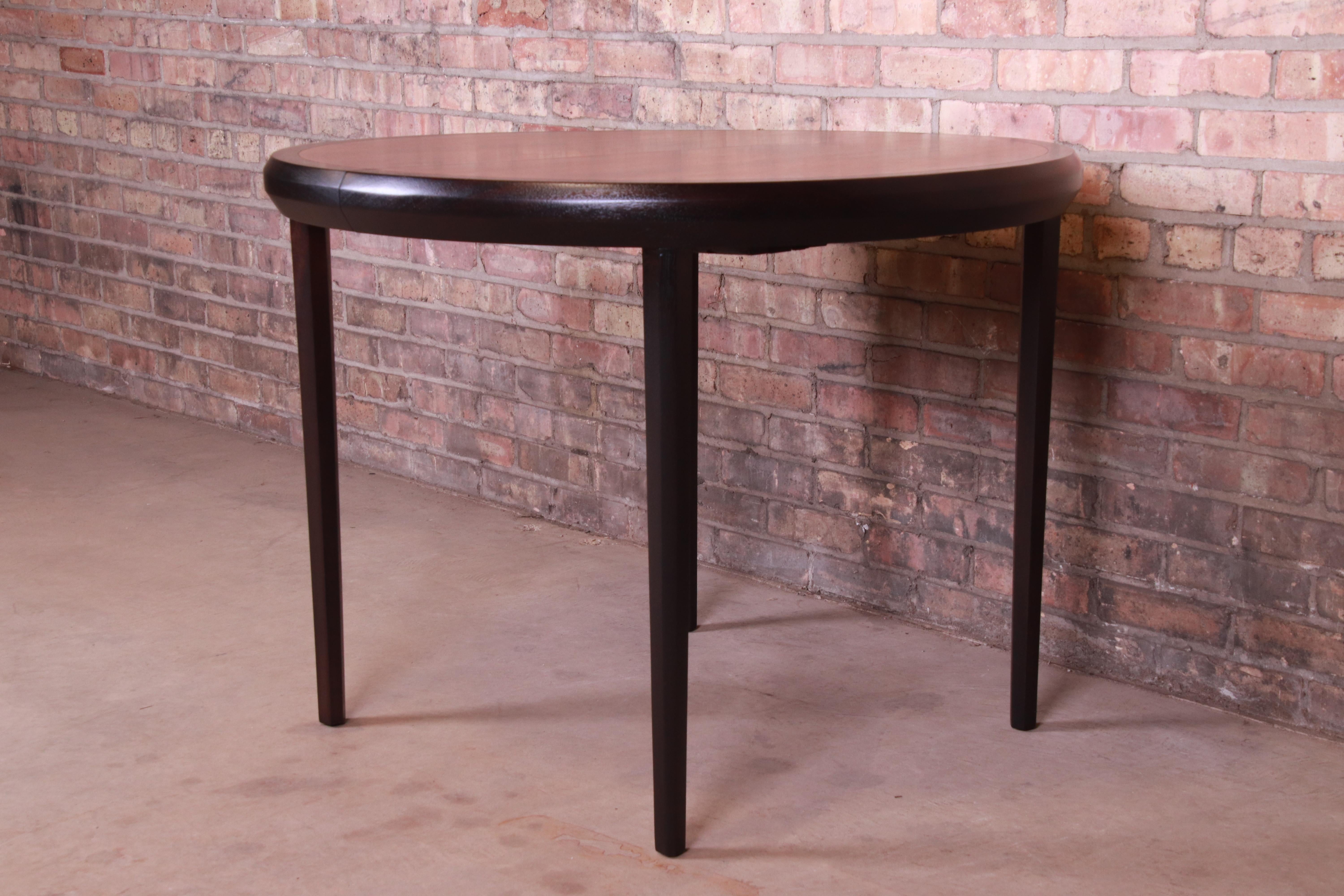 Harvey Probber Rosewood and Ebonized Walnut Extension Dining Table, Refinished 1
