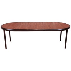 Harvey Probber Rosewood and Ebonized Walnut Extension Dining Table, Refinished