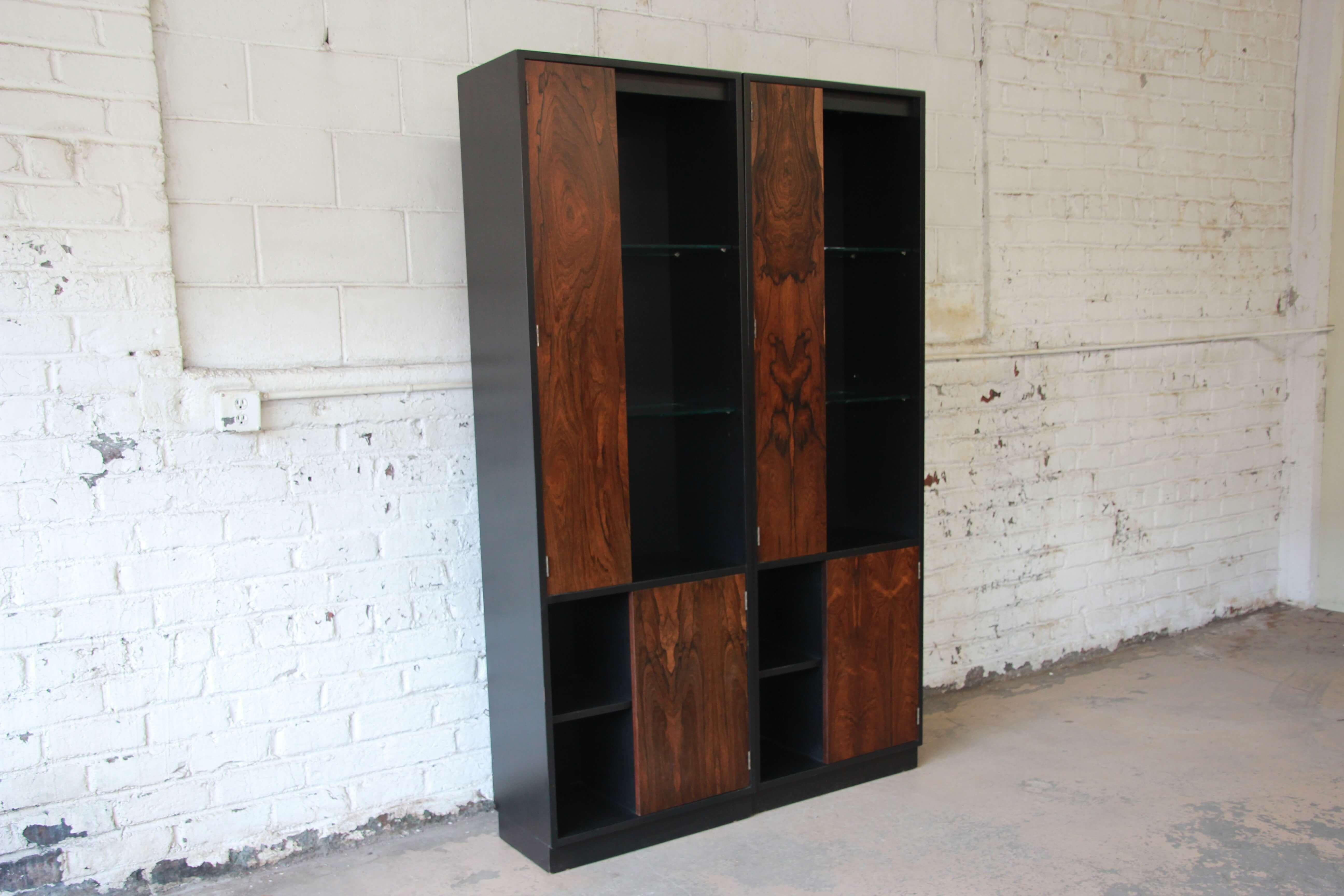 Harvey Probber Rosewood and Ebonized Wood Display Cabinets, Pair 5
