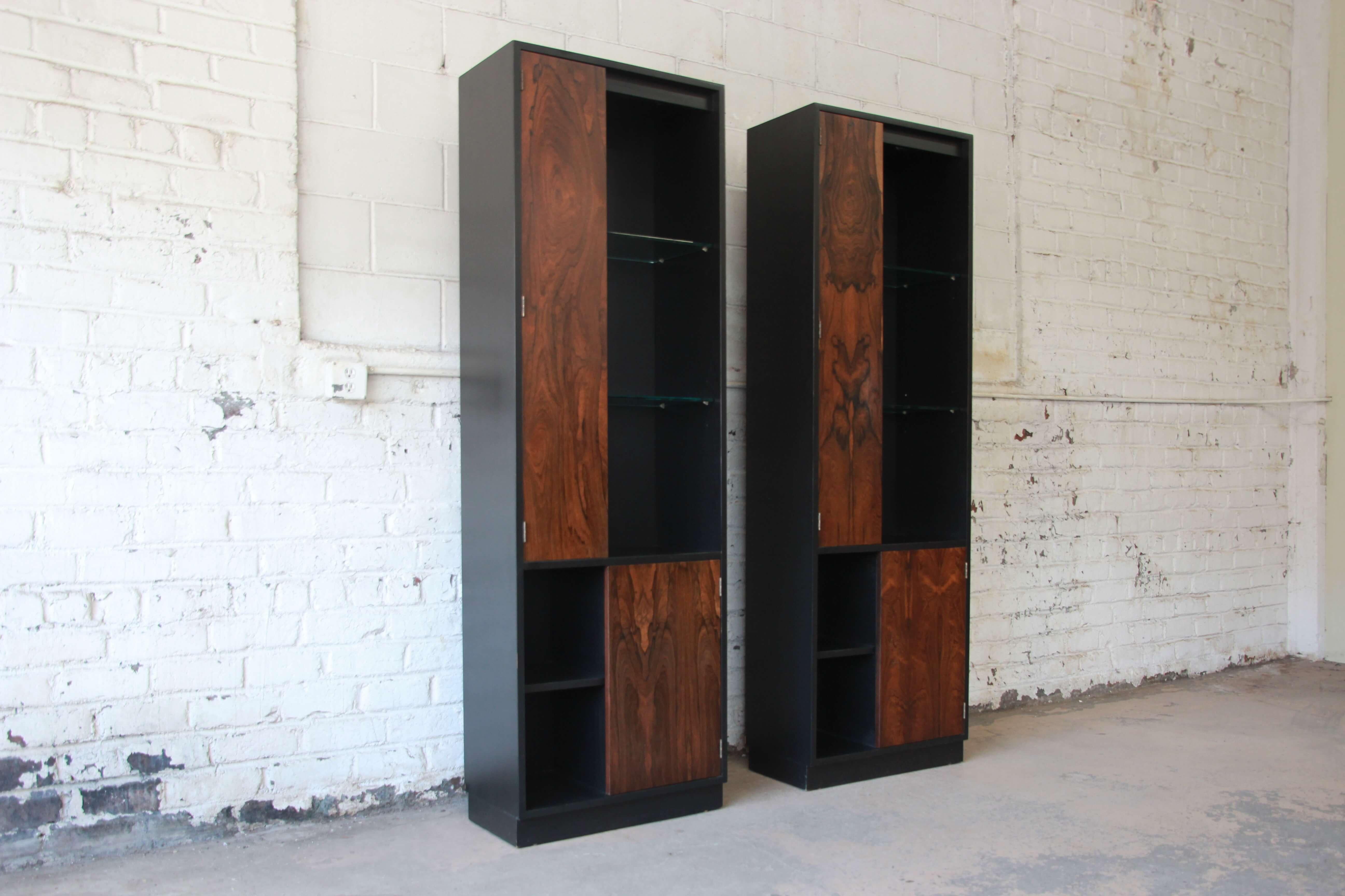 Mid-20th Century Harvey Probber Rosewood and Ebonized Wood Display Cabinets, Pair