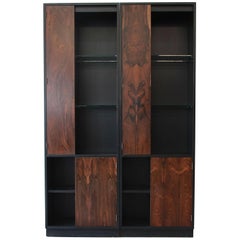 Harvey Probber Rosewood and Ebonized Wood Display Cabinets, Pair