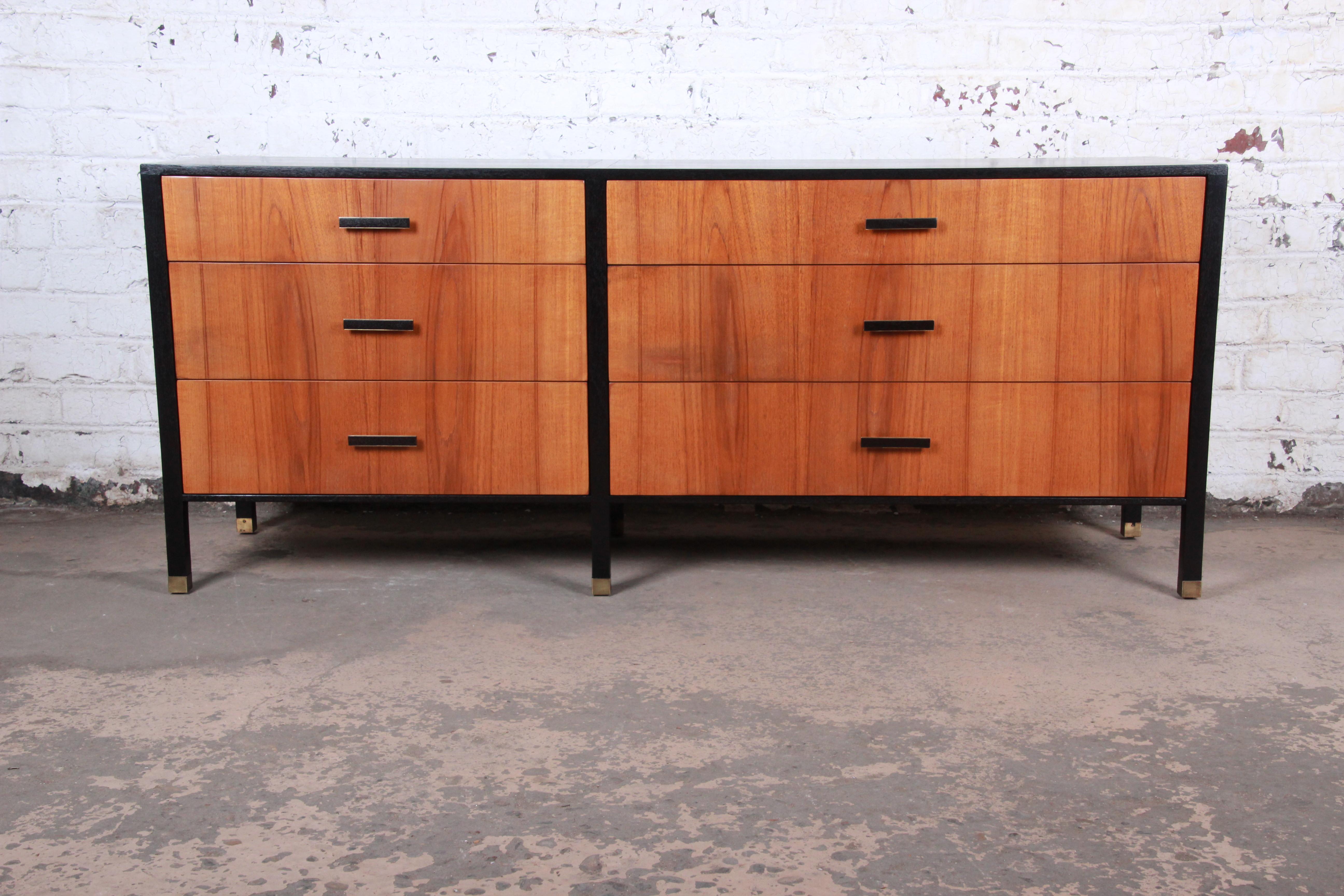 Mid-Century Modern Harvey Probber Rosewood and Ebonized Wood Dresser or Credenza, Newly Refinished