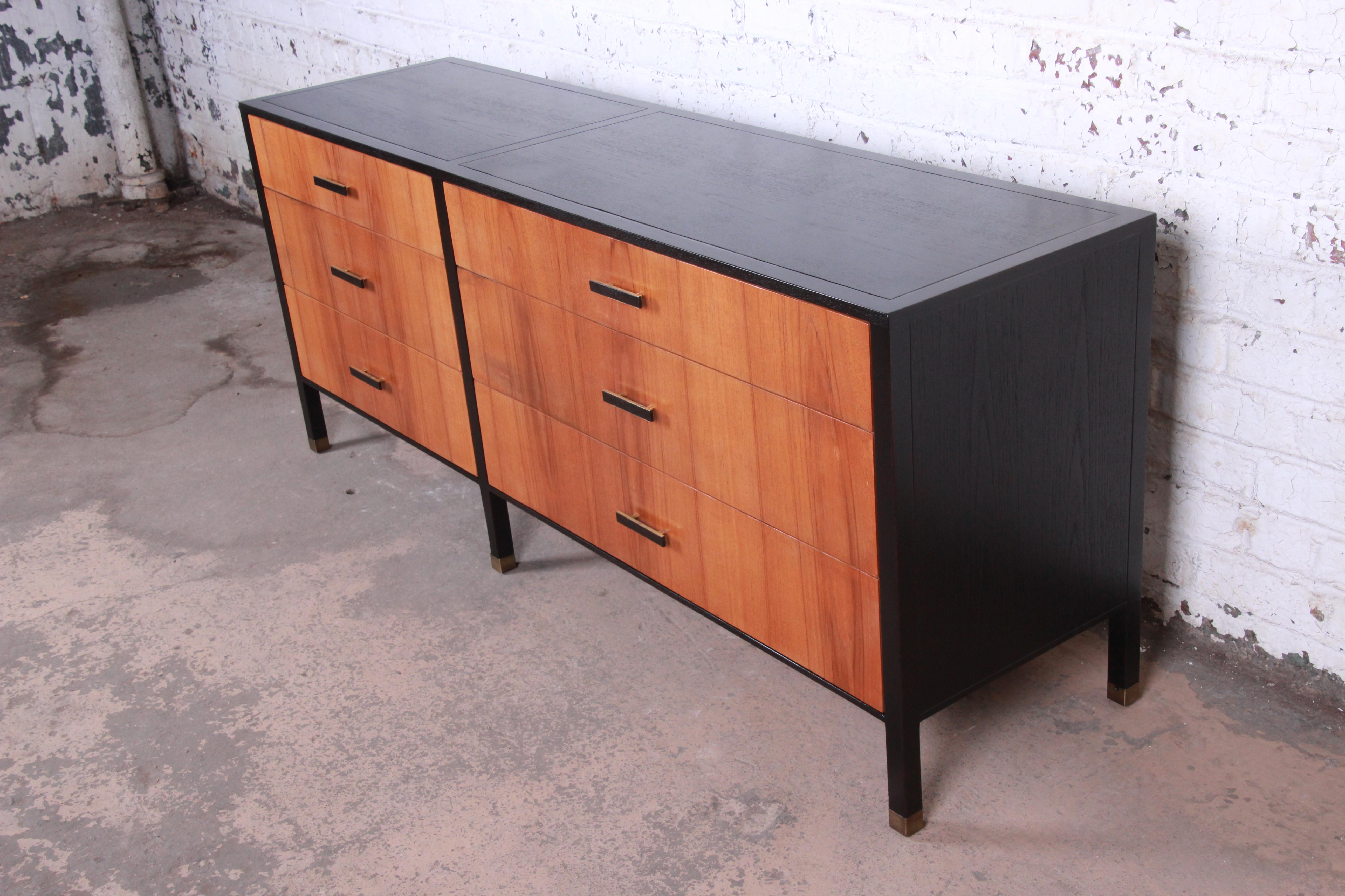 American Harvey Probber Rosewood and Ebonized Wood Dresser or Credenza, Newly Refinished
