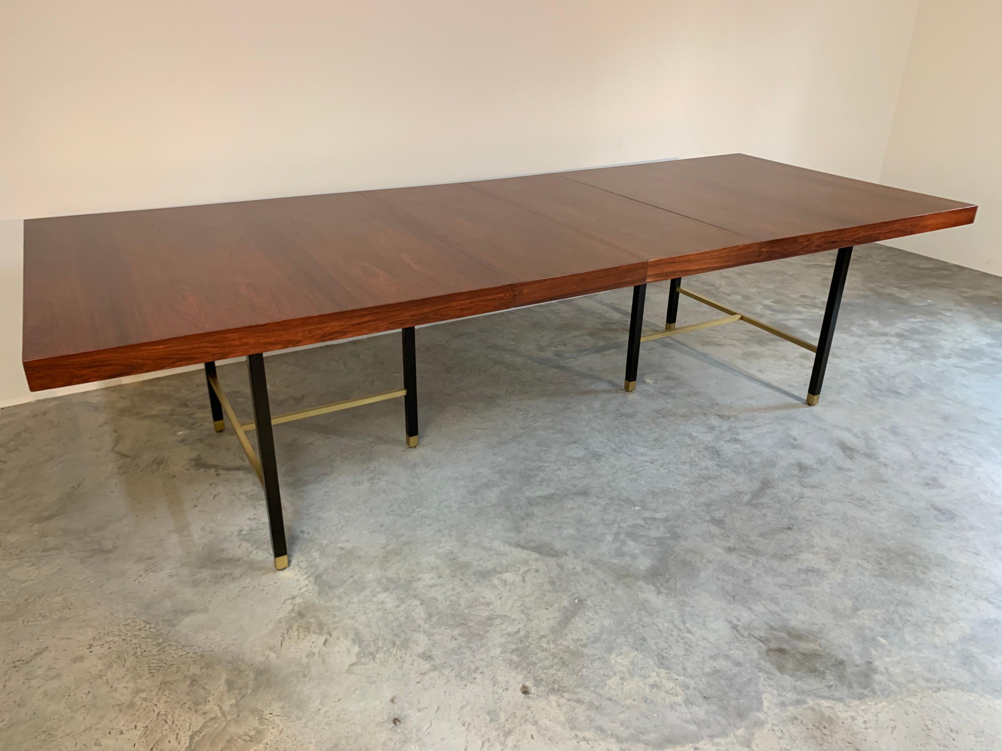Harvey Probber Rosewood and Mahogany Dining Table with Brass Accents 4