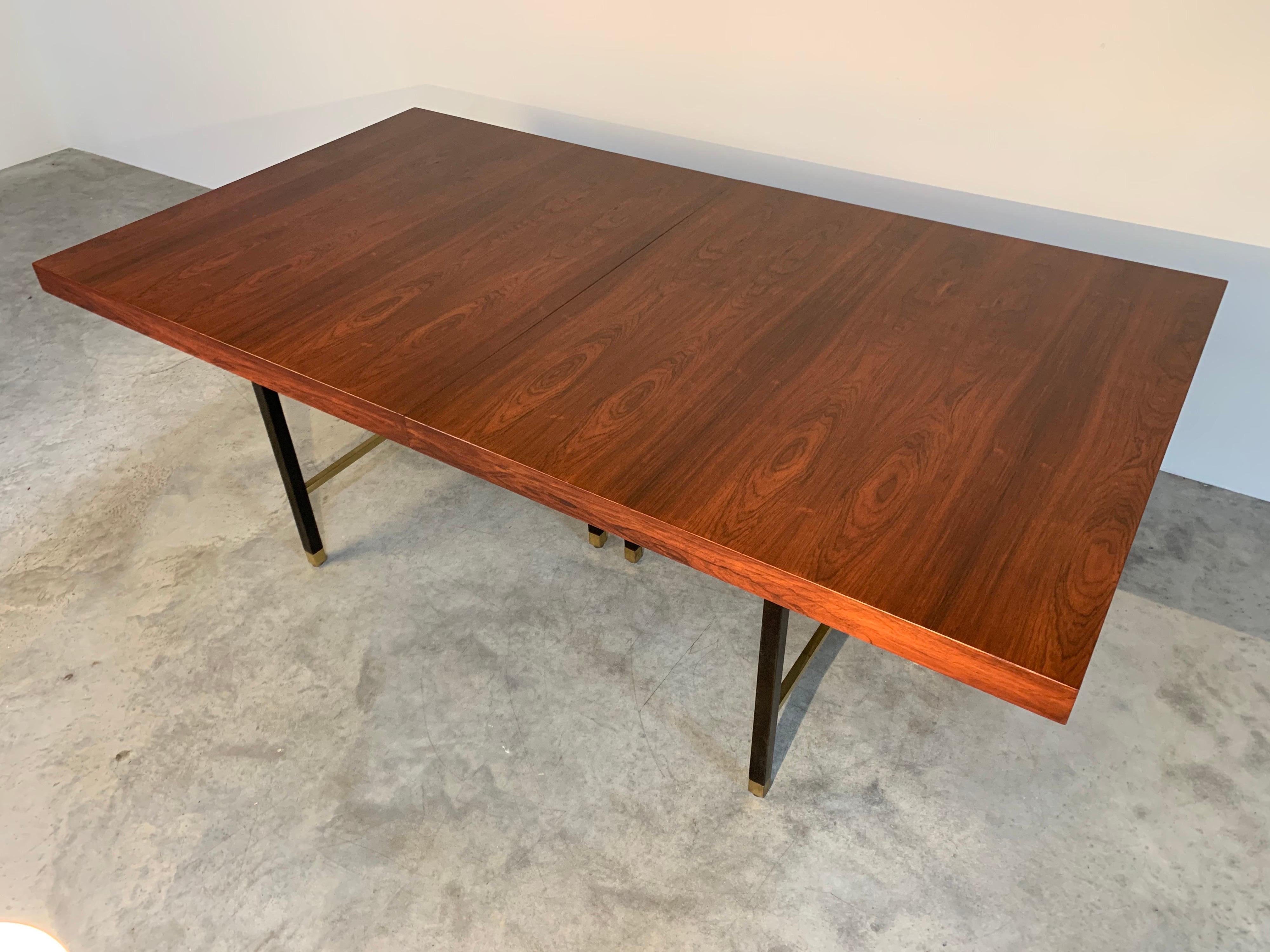 Harvey Probber Rosewood and Mahogany Dining Table with Brass Accents 8