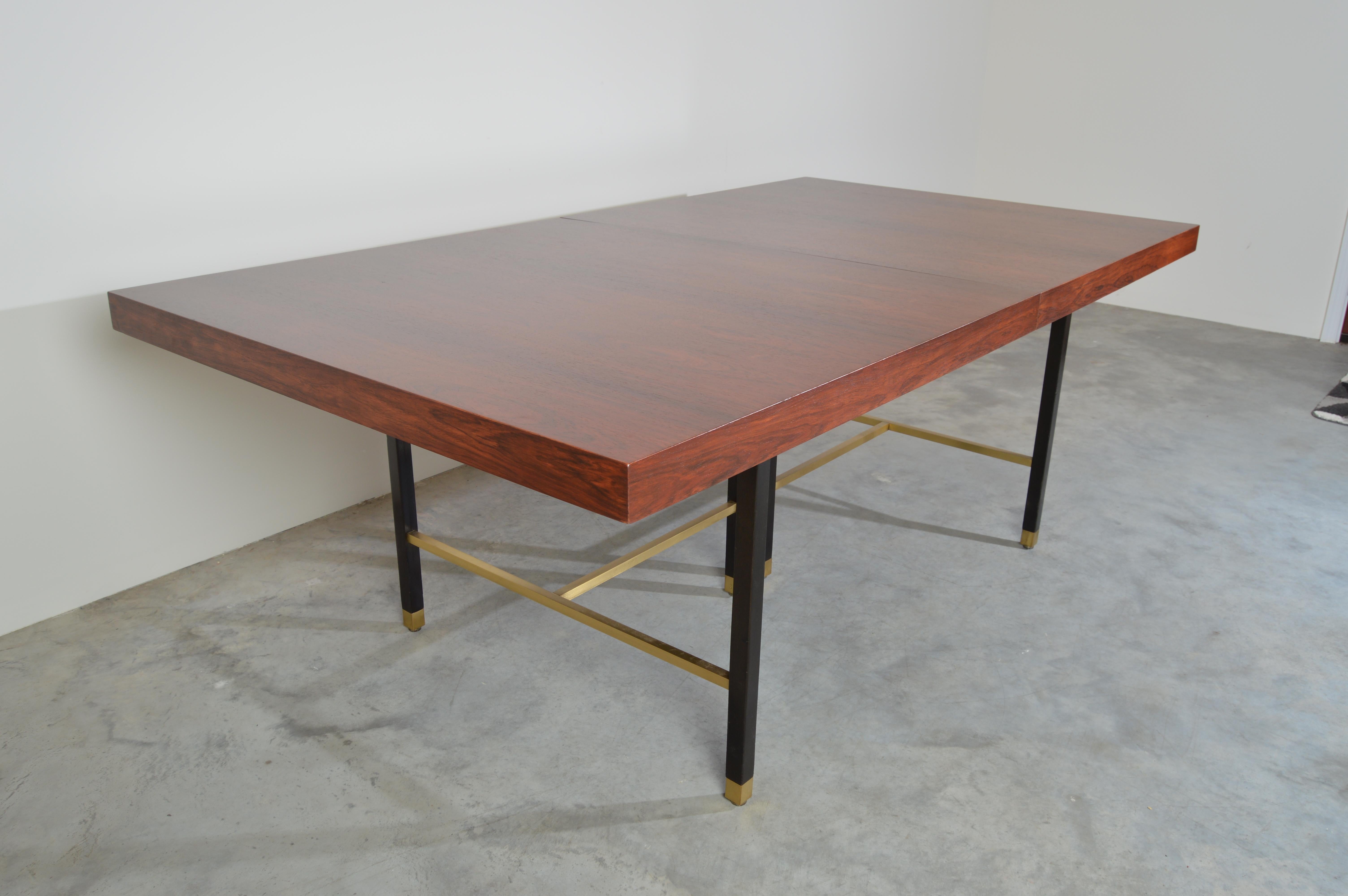 Harvey Probber Rosewood and Mahogany Dining Table with Brass Accents 2