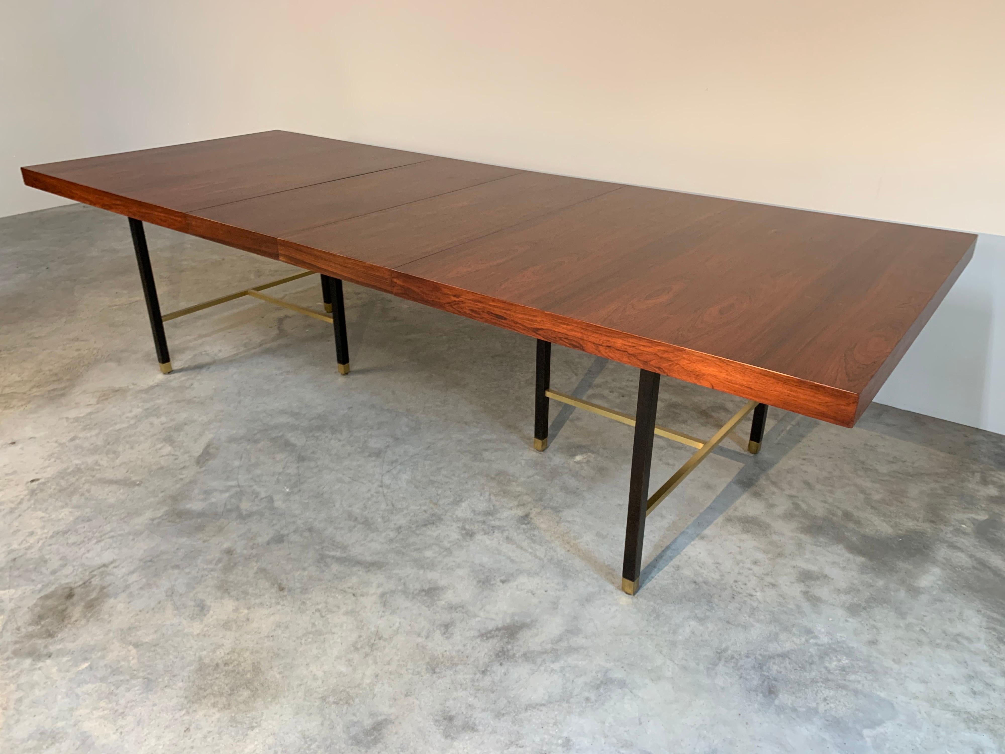 Harvey Probber Rosewood and Mahogany Dining Table with Brass Accents 3