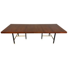 Harvey Probber Rosewood and Mahogany Dining Table with Brass Accents