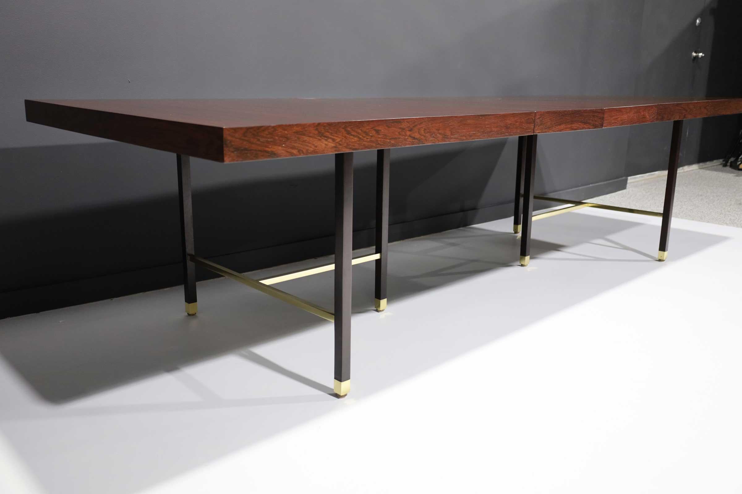 Harvey Probber Rosewood Dining Table with Brass Trim For Sale 4