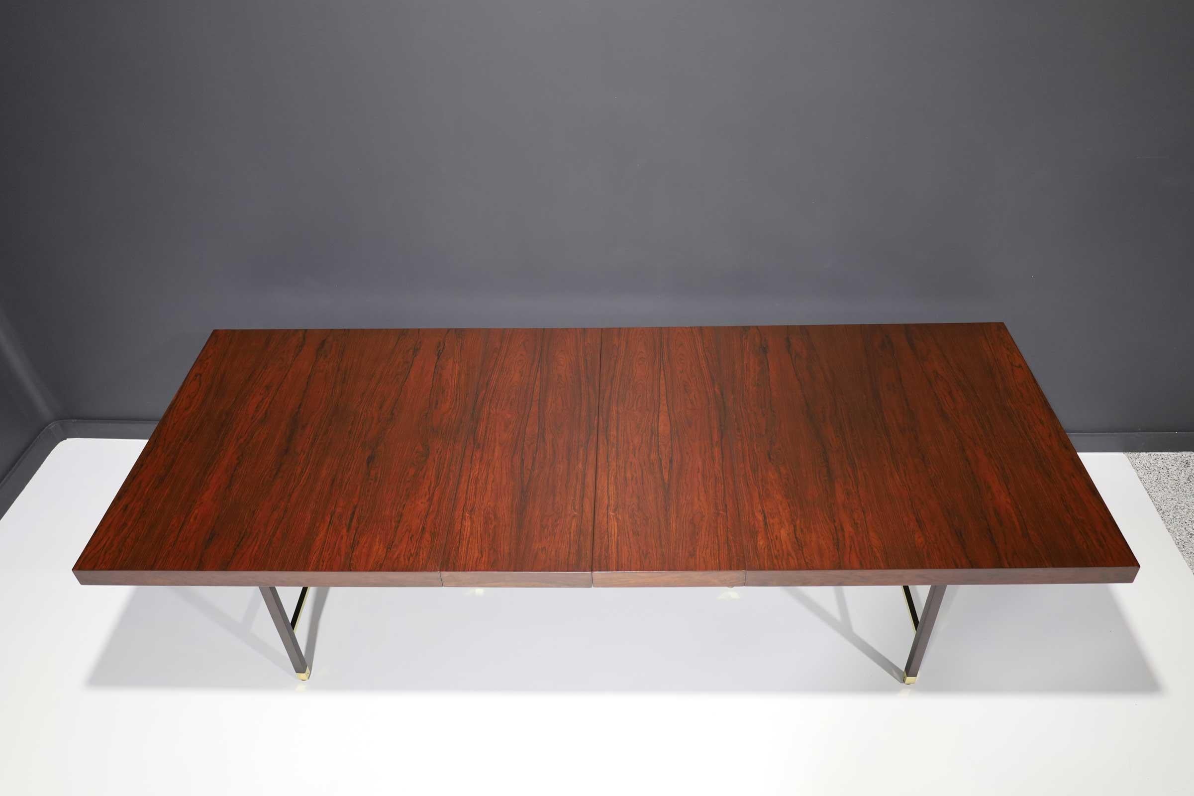 Harvey Probber Rosewood Dining Table with Brass Trim For Sale 5