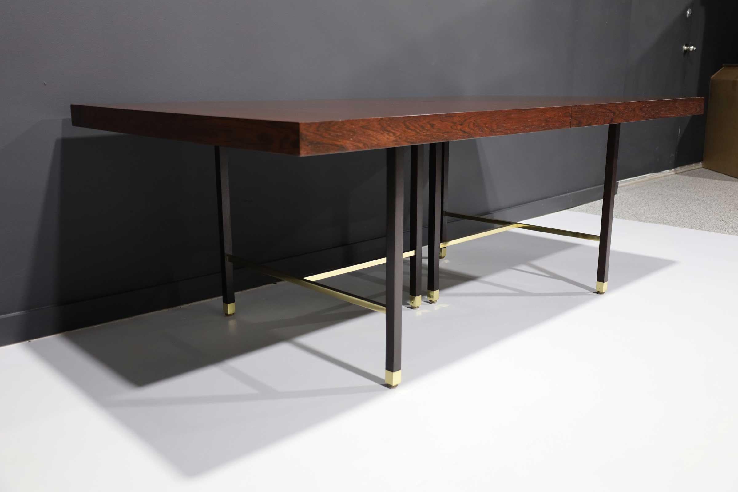 North American Harvey Probber Rosewood Dining Table with Brass Trim For Sale