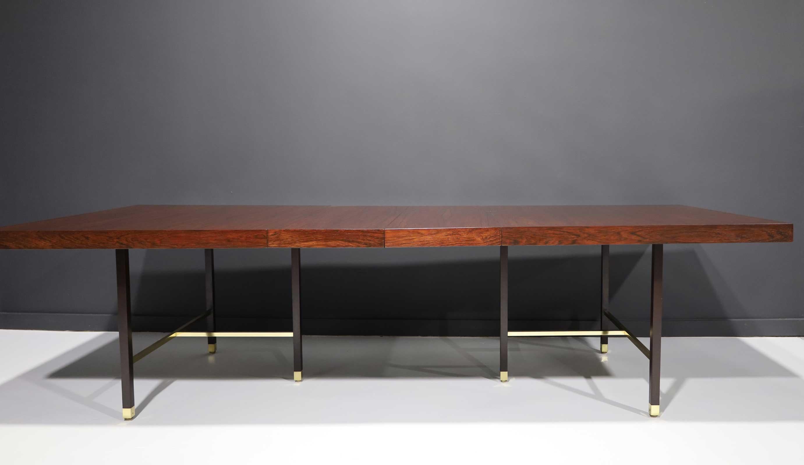 Harvey Probber Rosewood Dining Table with Brass Trim For Sale 2