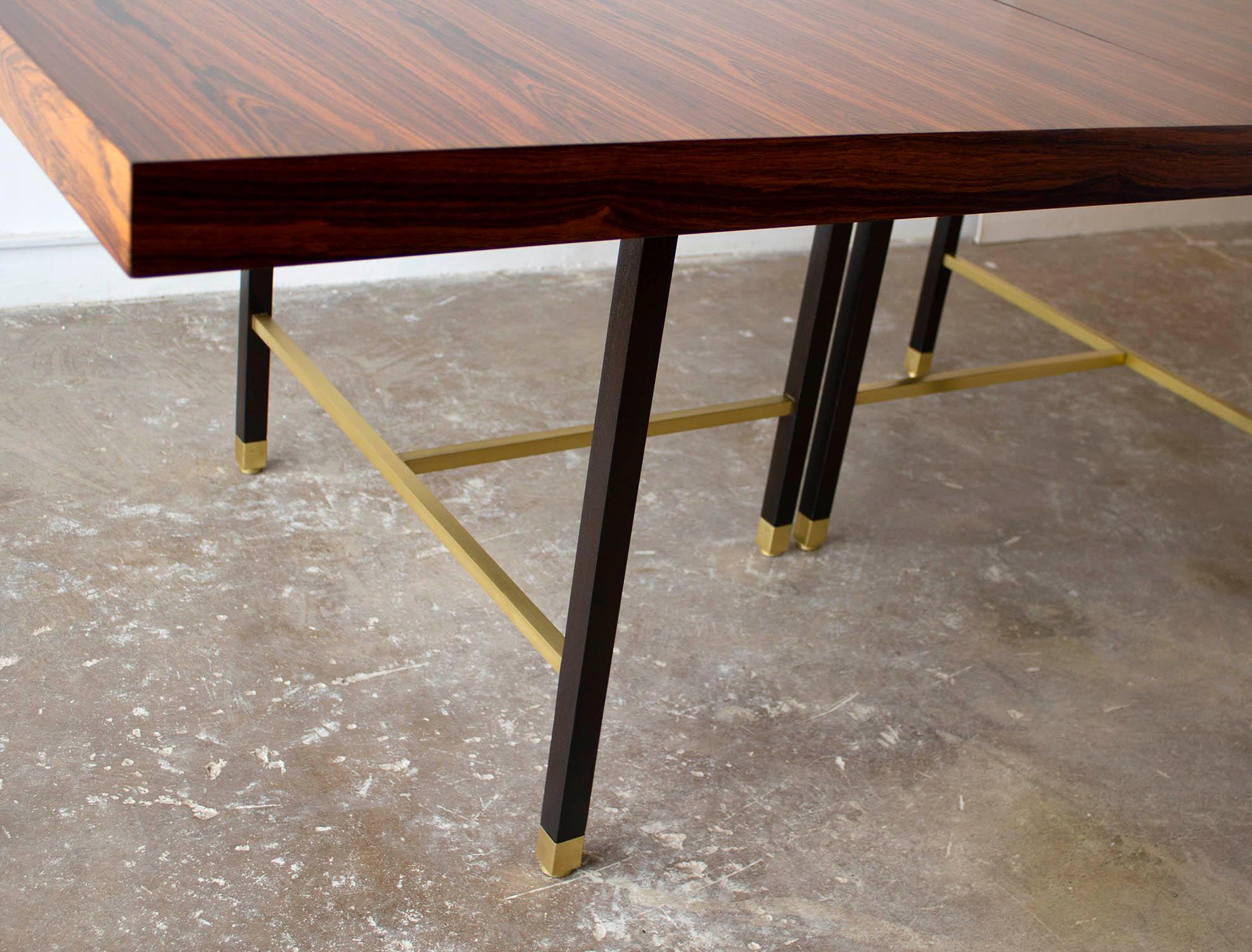 Harvey Probber Rosewood Dining Table with Extensions and Solid Brass Runners 5