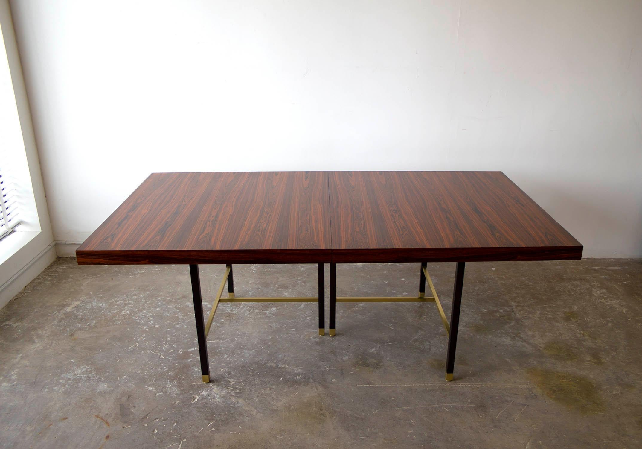 Harvey Probber Rosewood Dining Table with Extensions and Solid Brass Runners 2