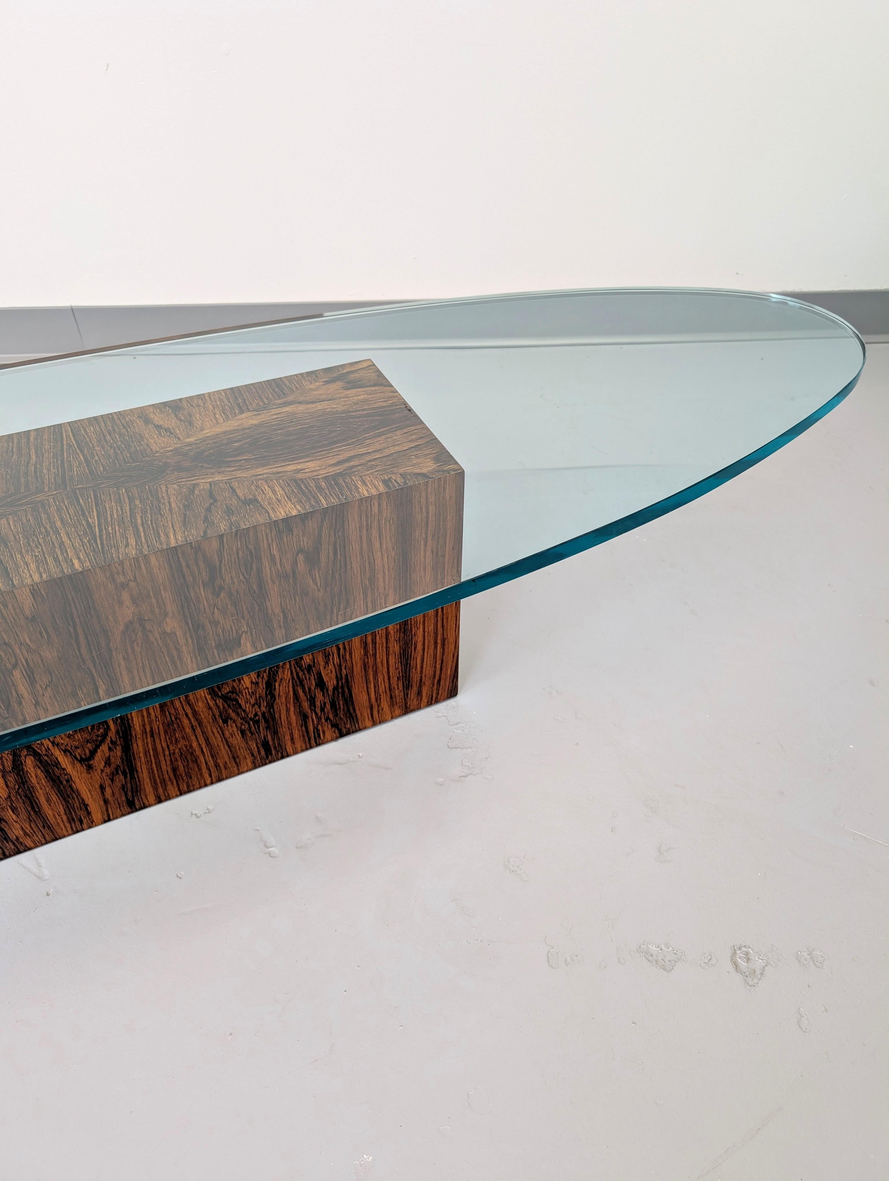 Tavolino in vetro ellittico in legno di palissandro di Harvey Probber in vendita 8