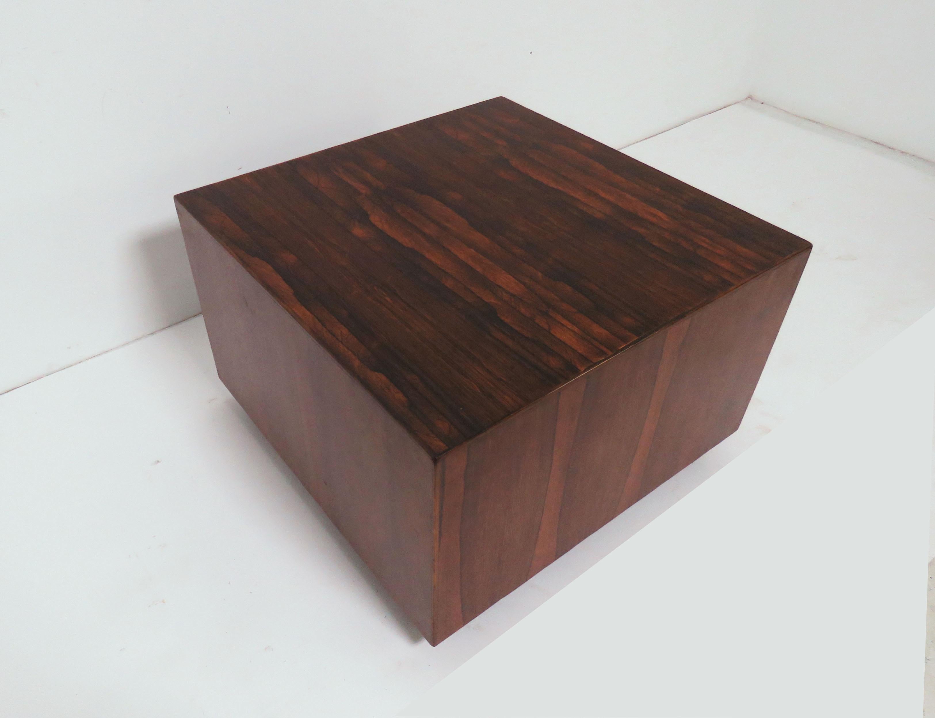 A rare cube form Harvey Probber rosewood platform coffee table, circa 1960s.