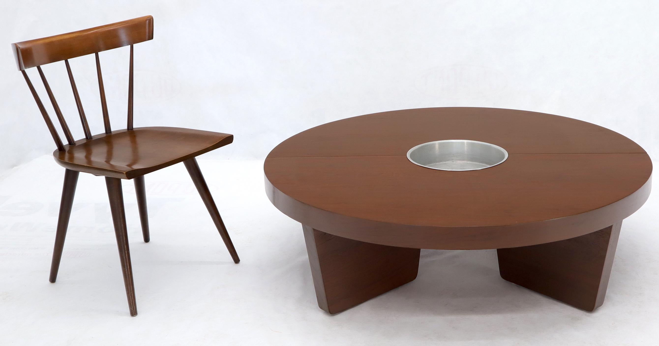 Harvey prober Mid-Century Modern split circle centre coffee table with aluminum planter.
