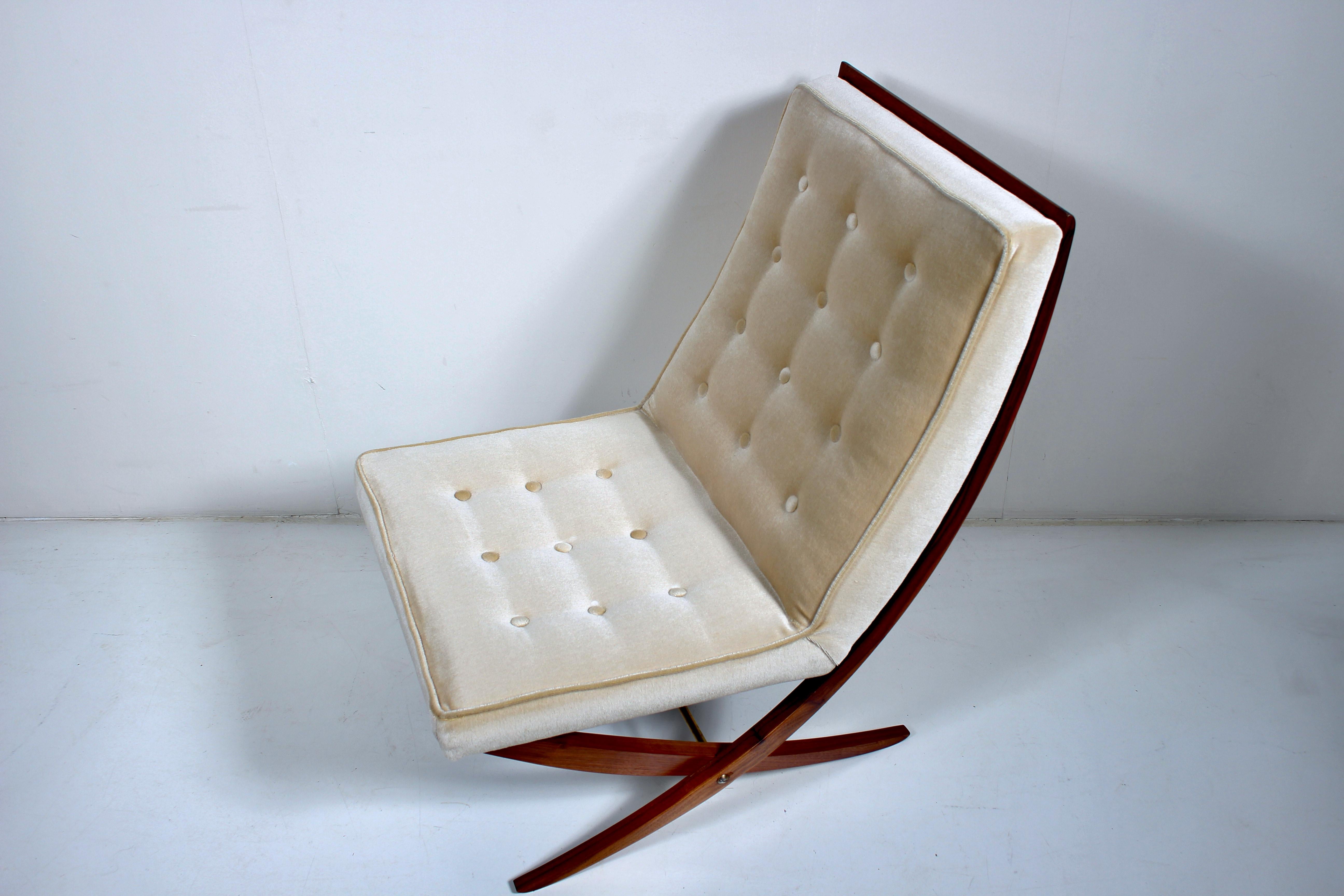 Harvey Probber Sessel ohne Armlehne mit Scherenlehne, 1960er Jahre (Stoff) im Angebot