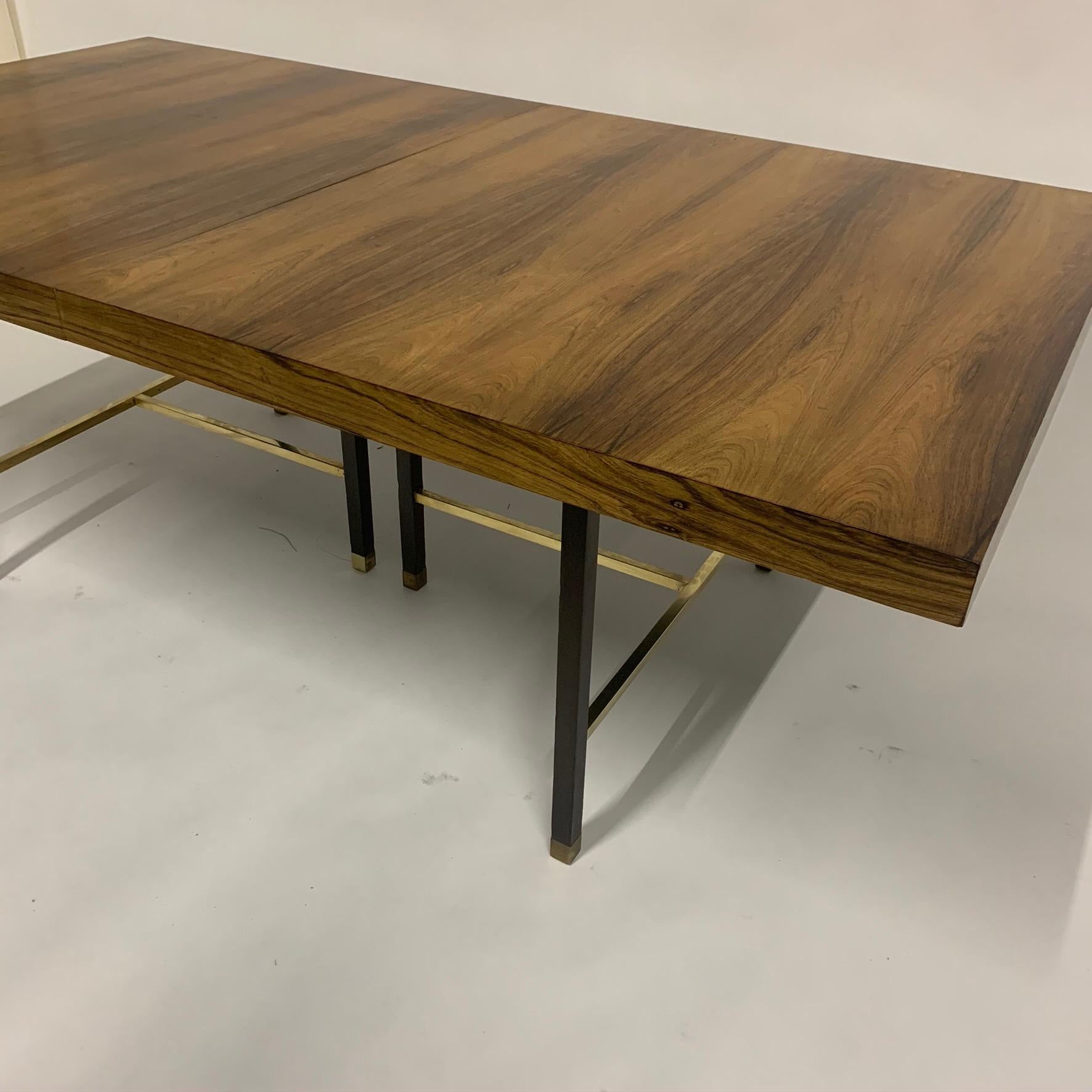 Mid-Century Modern Harvey Probber Sculptural Floating Dining Table in Rosewood, Brass and Mahogany