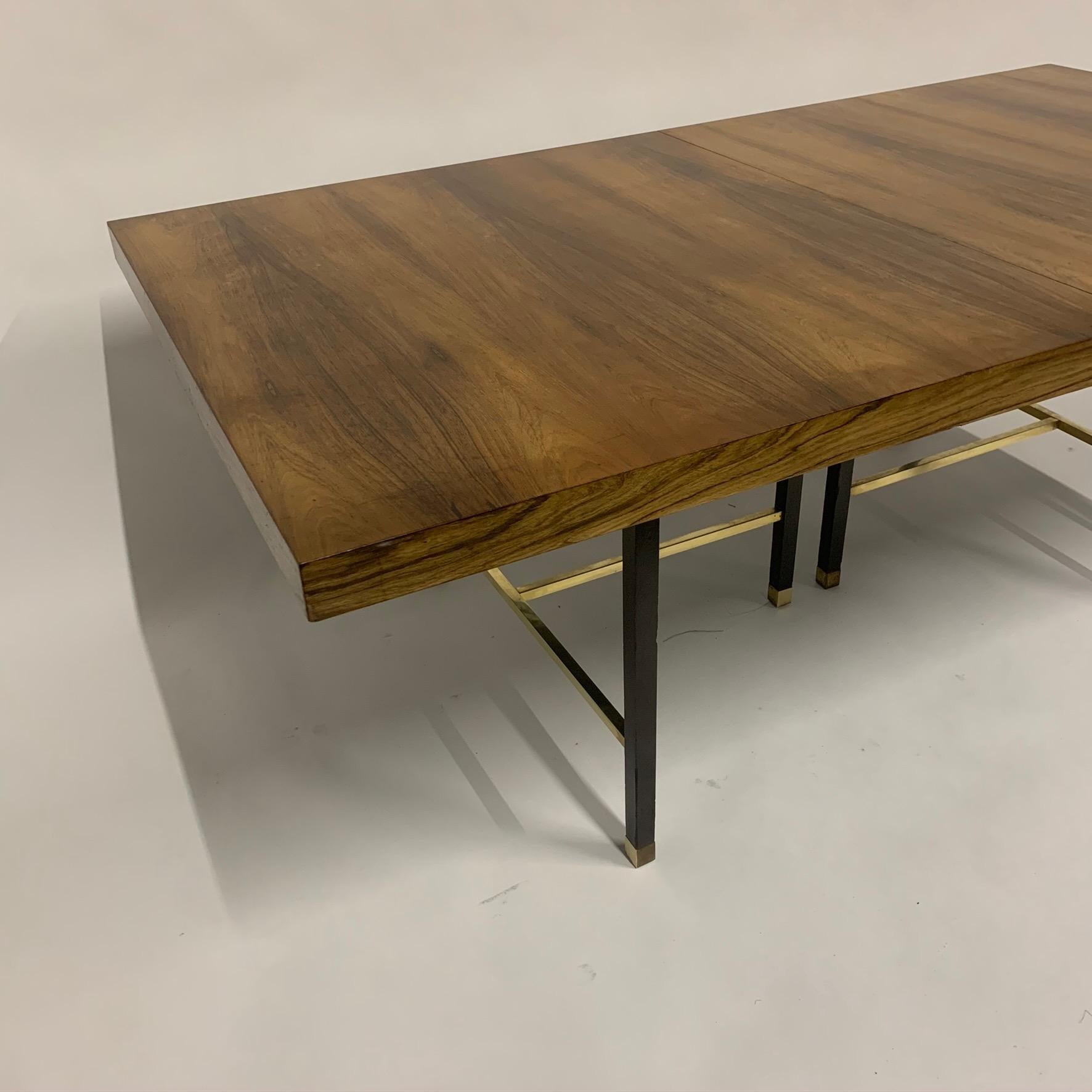 American Harvey Probber Sculptural Floating Dining Table in Rosewood, Brass and Mahogany