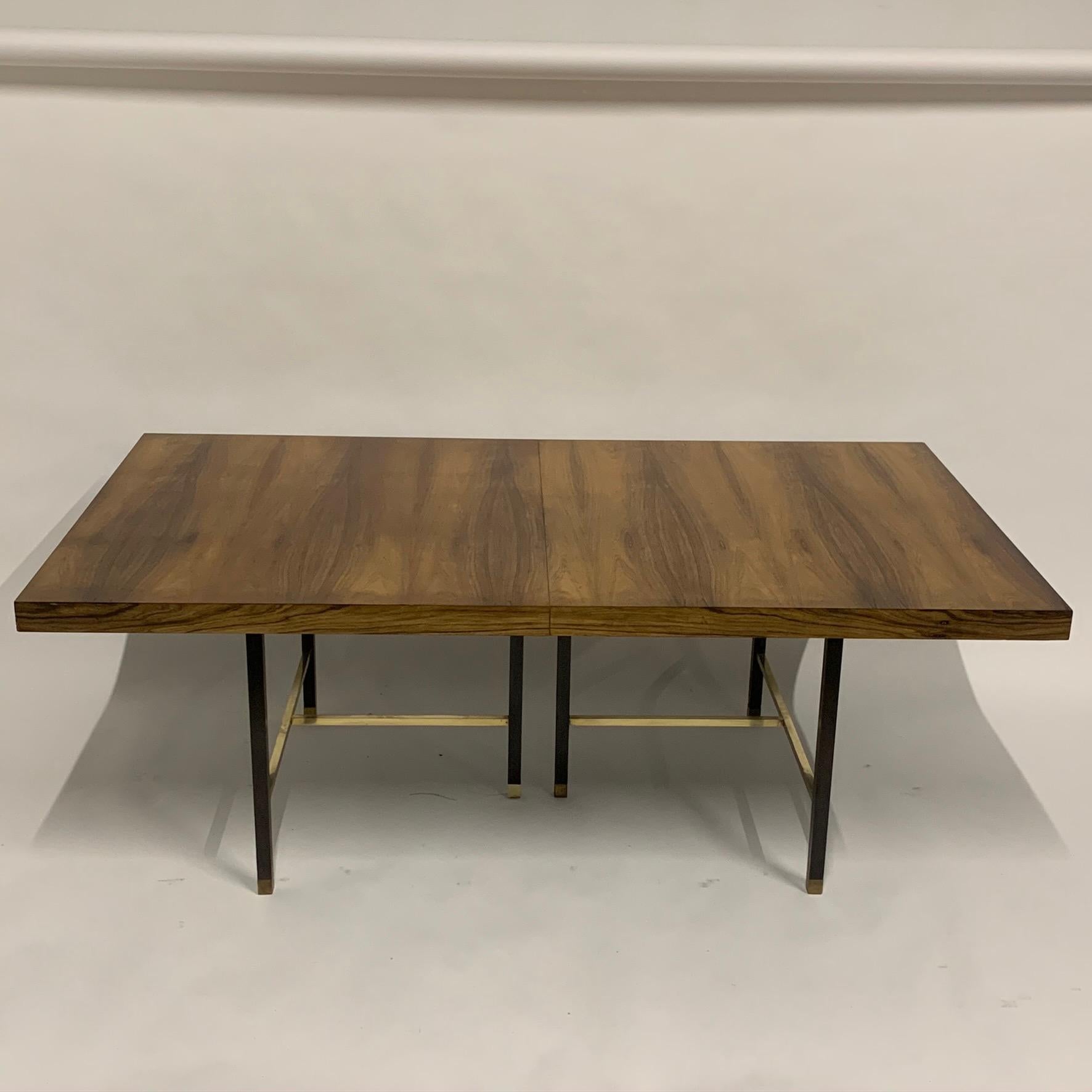 Harvey Probber Sculptural Floating Dining Table in Rosewood, Brass and Mahogany In Good Condition In Hudson, NY