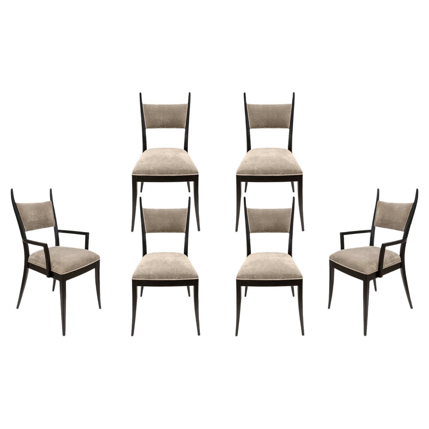 Harvey Probber Sculptural Set of 6 Mahogany Dining Chairs 1950s
