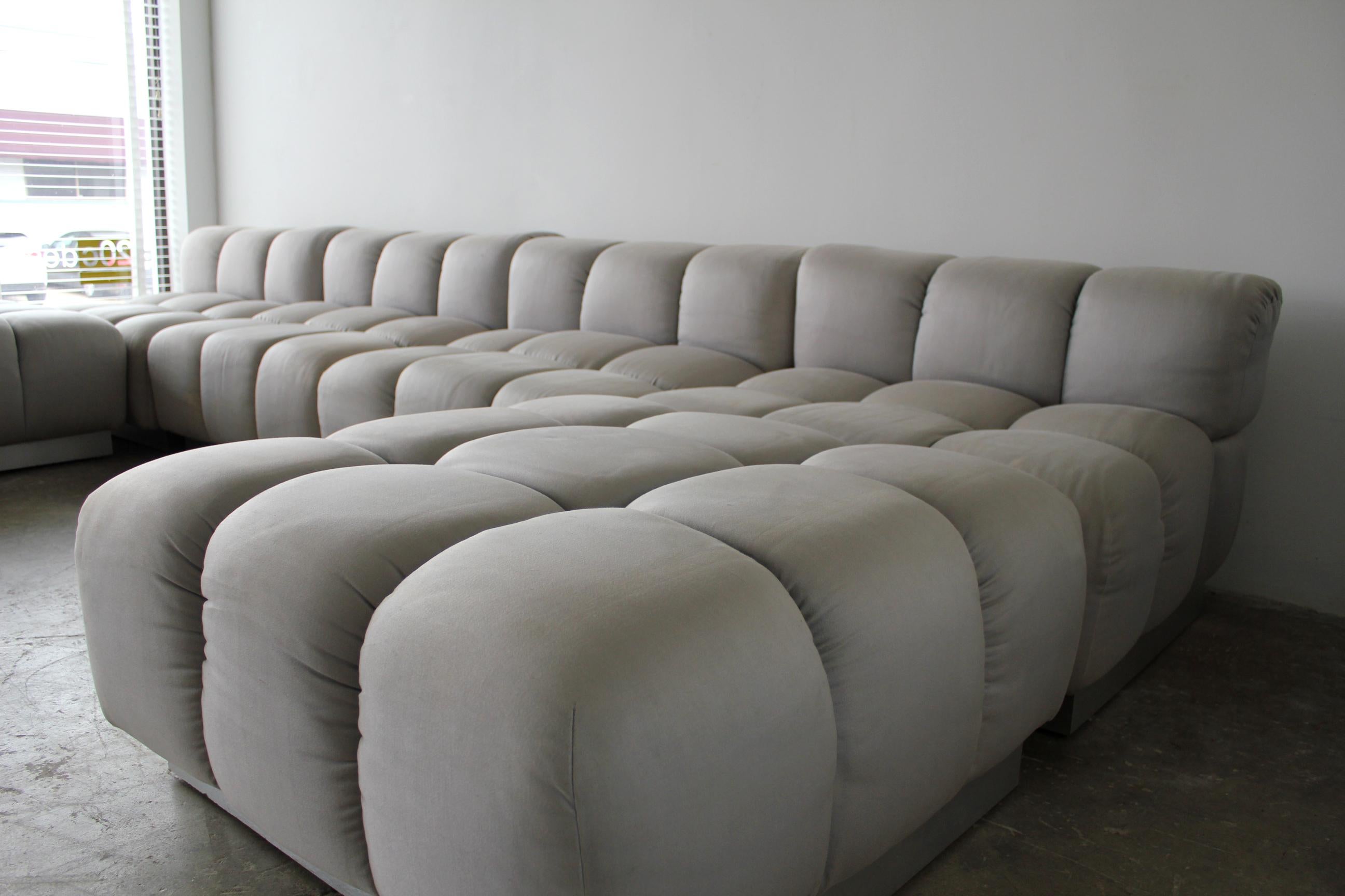 Brushed Harvey Probber Sectional Deep Tufted Modular Sofa, 1970s