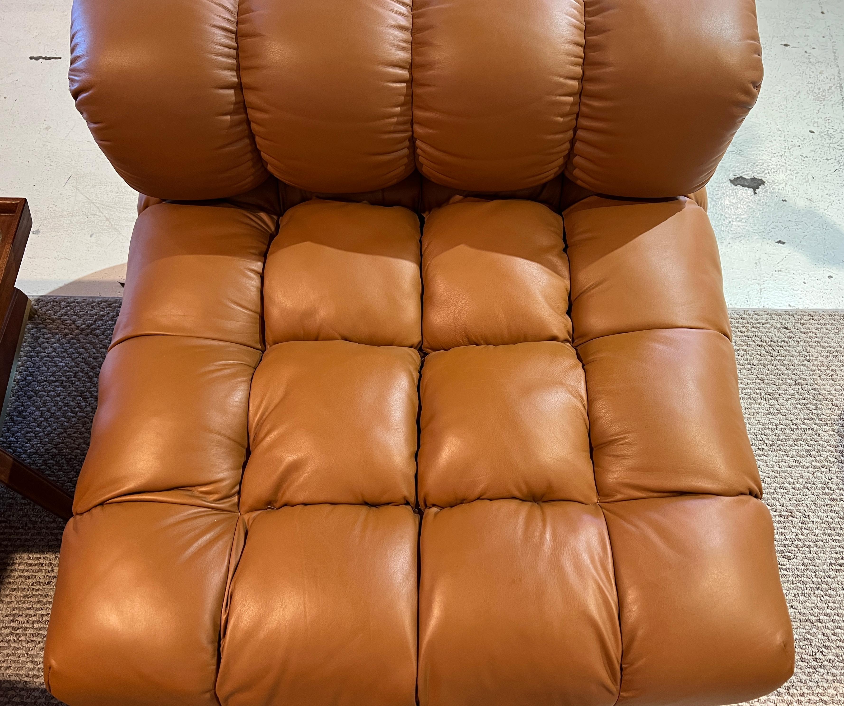 Harvey Probber Sectional Sofa in Cognac Leather 1970s Modular Deep Tuft Series 9