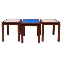 Harvey Probber Set of 3 Coffee Tables with "Enamel on Copper" Tops 1950s