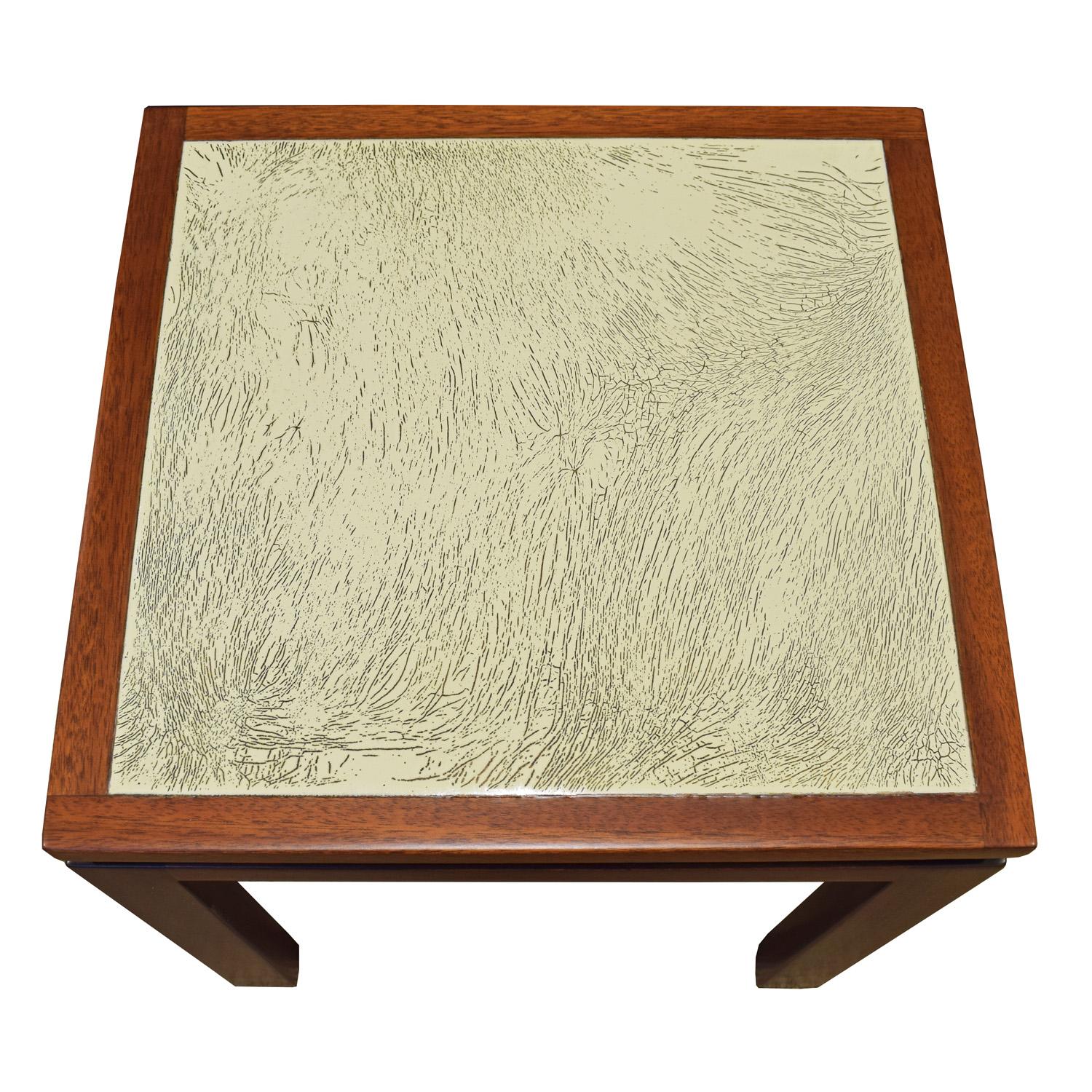 Harvey Probber - Ensemble de 3 tables avec plateaux « émail sur cuivre », années 1950 Excellent état - En vente à New York, NY