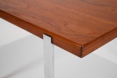 Harvey Probber Side Table in Teak and Polished Stainless Steel, 1960s