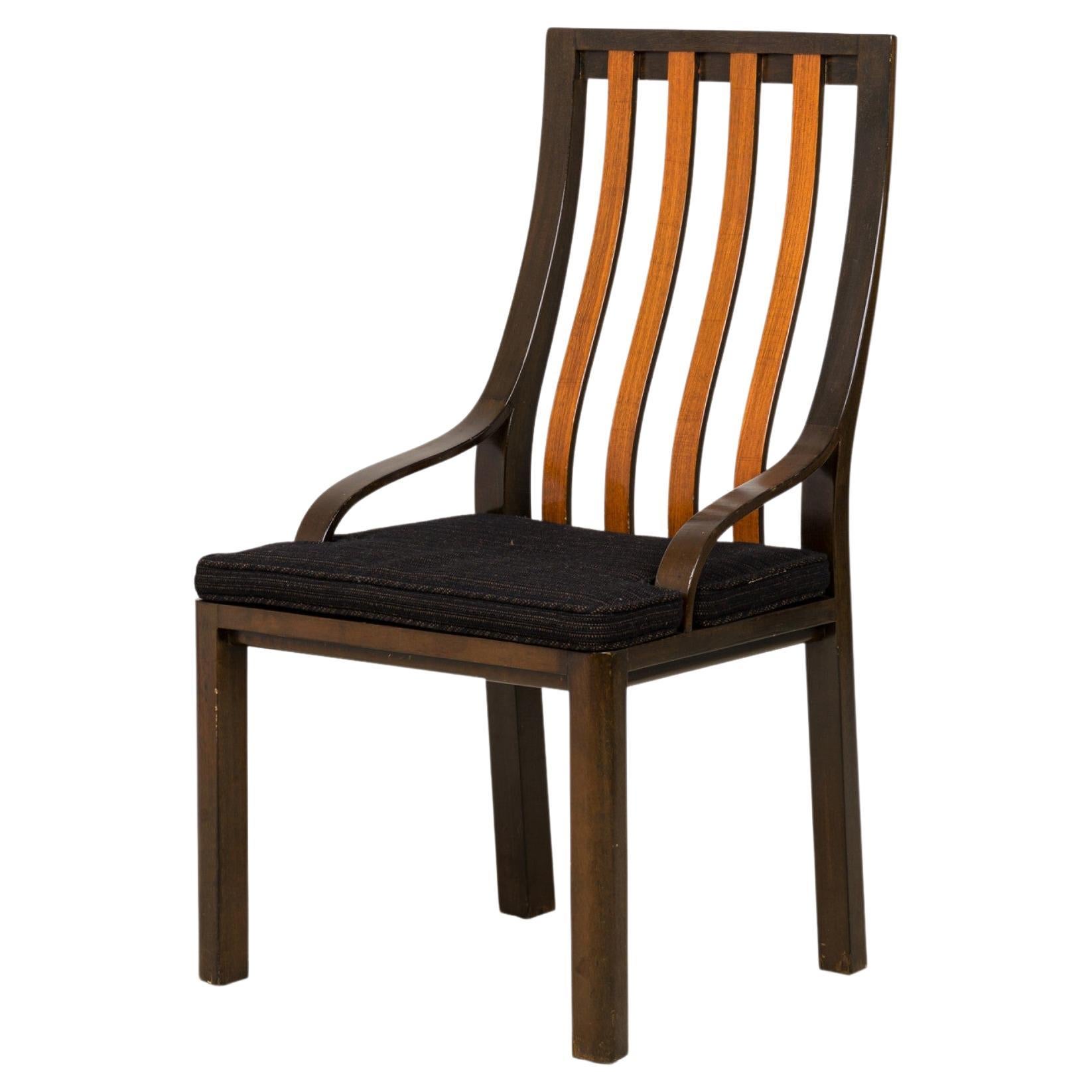 Harvey Probber 'Gondola' Wood and Striped Upholstery Side Chair For
