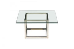 Harvey Probber Square Chrome Plated Steel and Glass Coffee Table