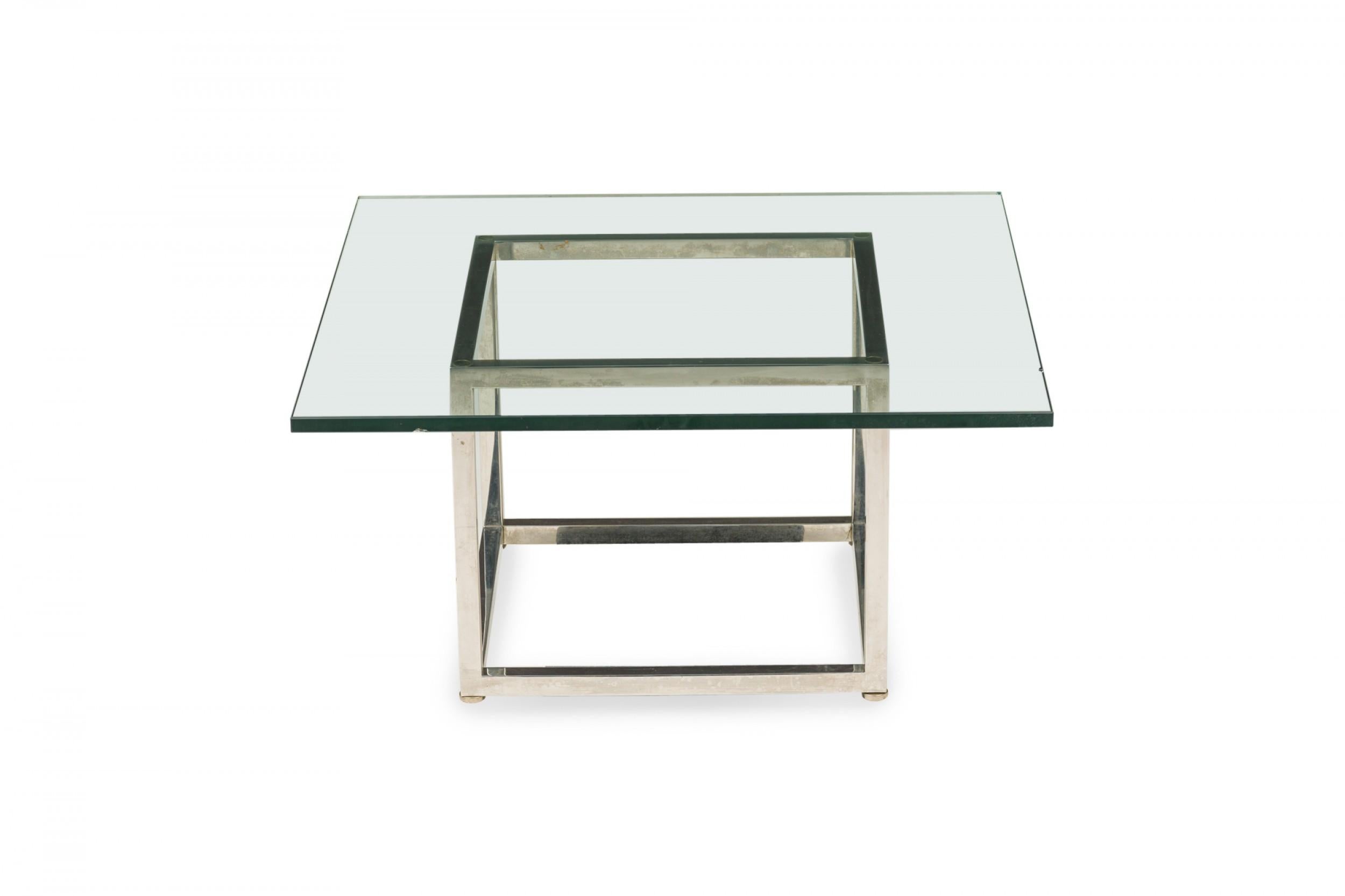Mid-Century Modern Harvey Probber Square Chrome Plated Steel and Glass Coffee Table For Sale