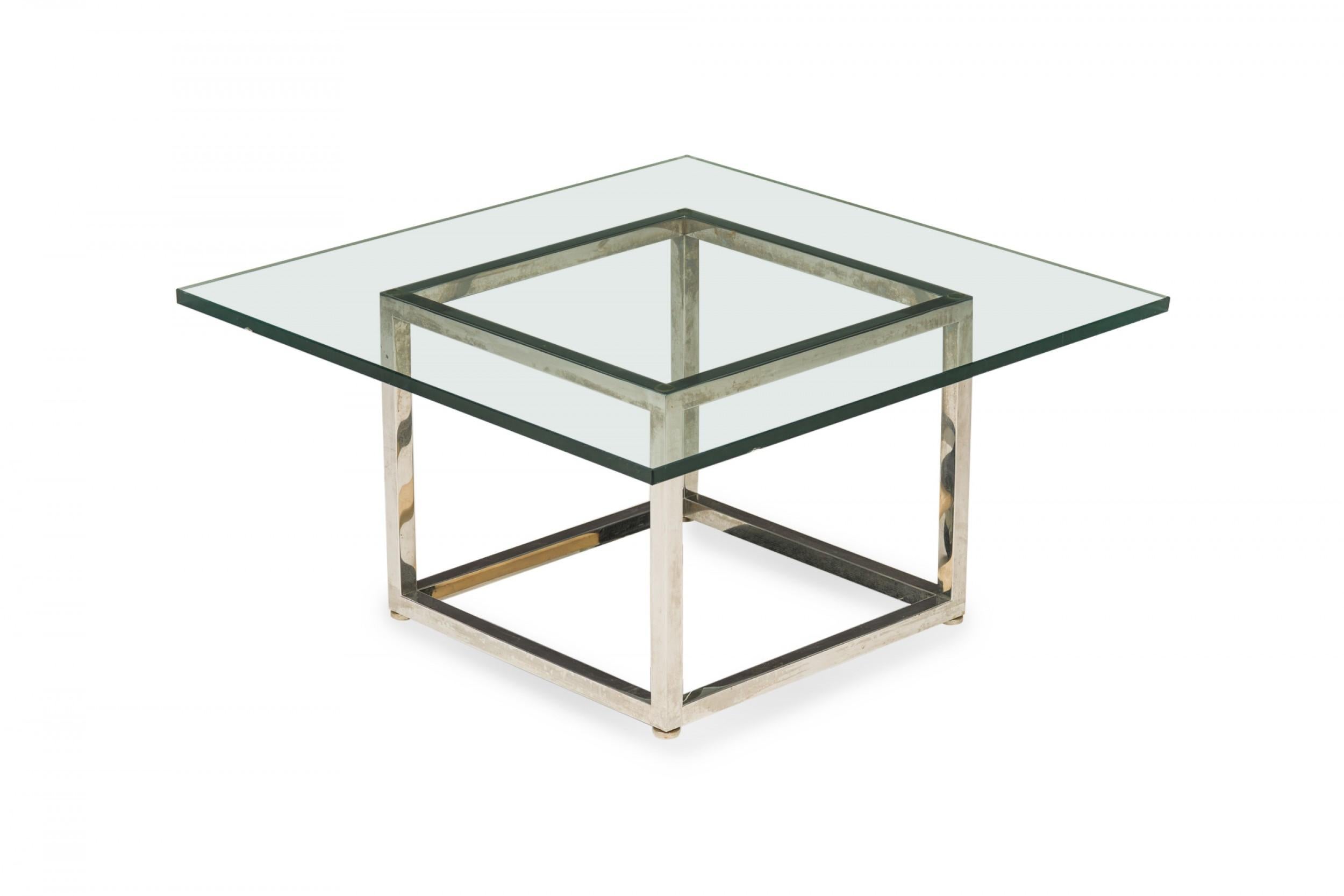 American Harvey Probber Square Chrome Plated Steel and Glass Coffee Table For Sale