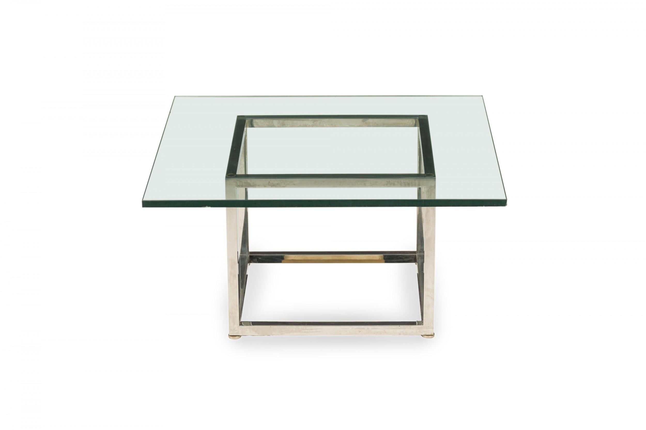 Table basse carrée en acier chromé et verre Harvey Probber Bon état - En vente à Queens, NY
