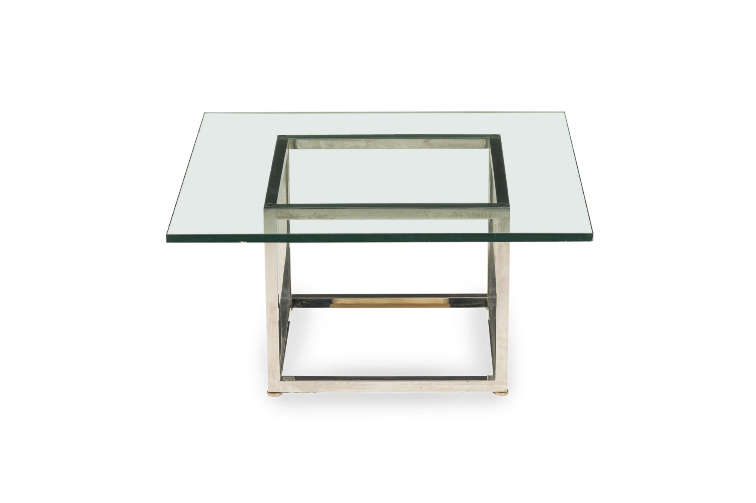 Harvey Probber Square Chrome Plated Steel and Glass Coffee Table In Good Condition For Sale In New York, NY