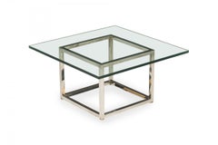 Harvey Probber Square Chrome Plated Steel and Glass Coffee Table