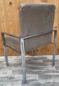 Harvey Probber Style Aluminum Armchairs Newly Upholstered in Leather, Pair