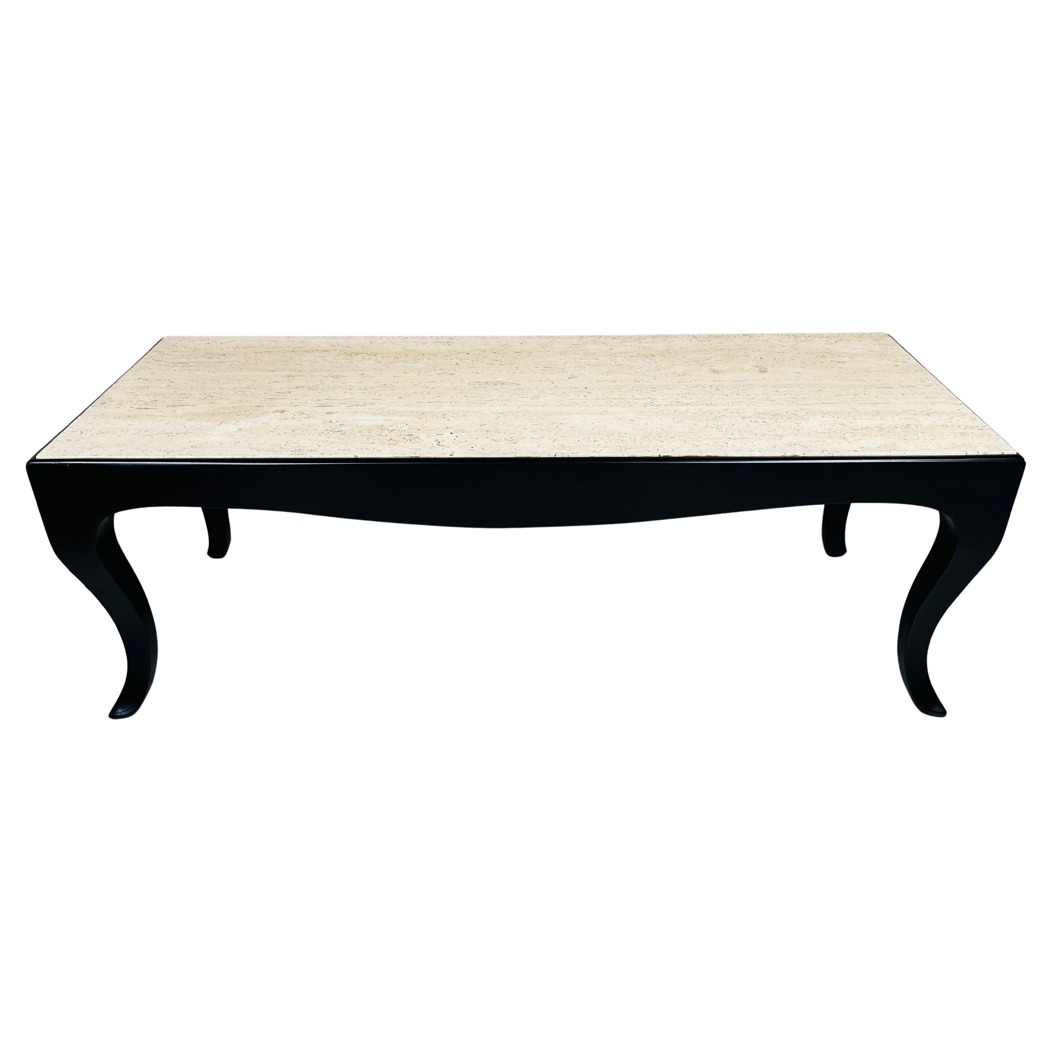 Harvey Probber Style Black Lacquer & Terrazzo Marble Coffee-Cocktail Table 1960s For Sale
