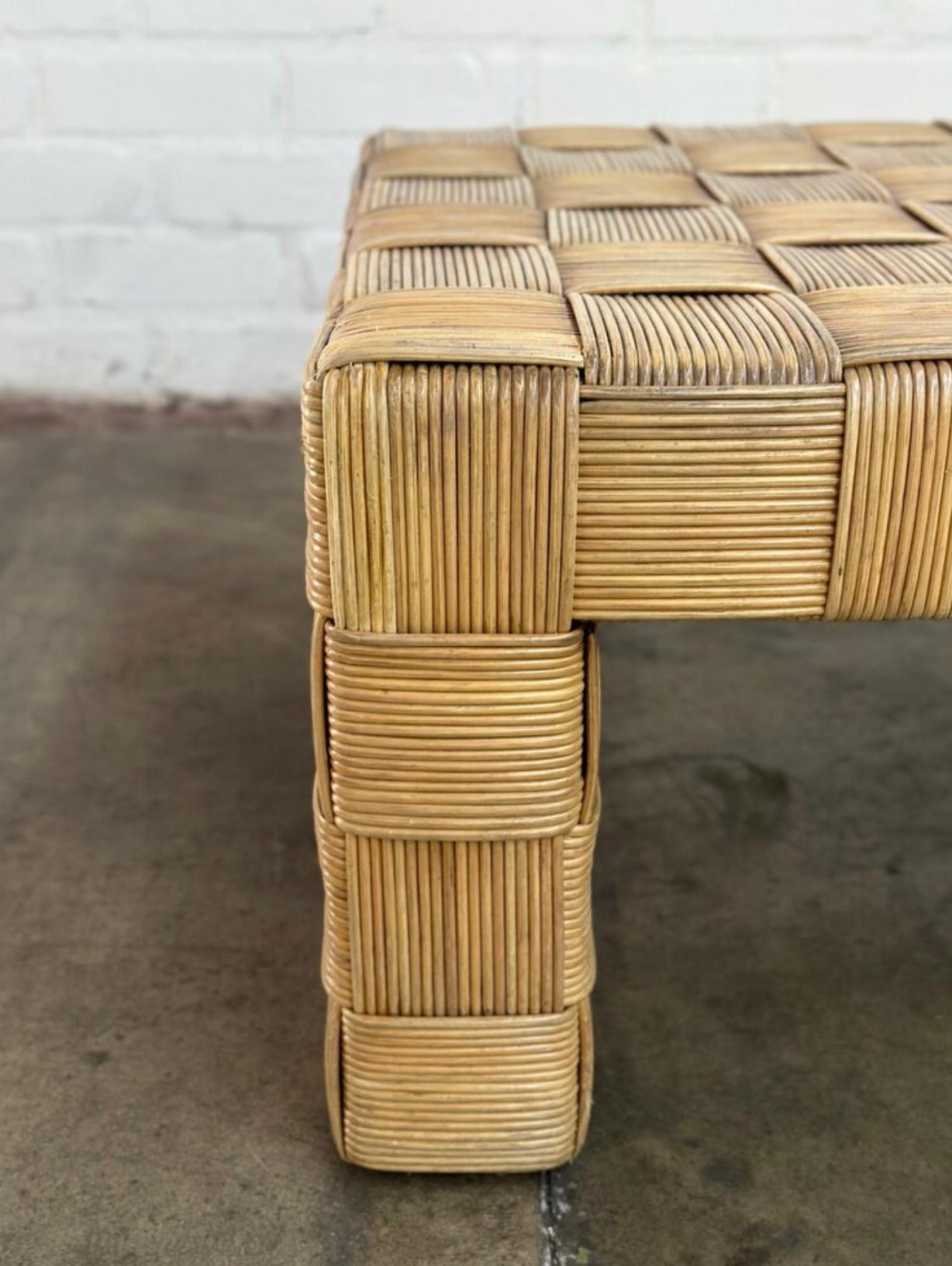 Woven Harvey Probber style coffee table For Sale