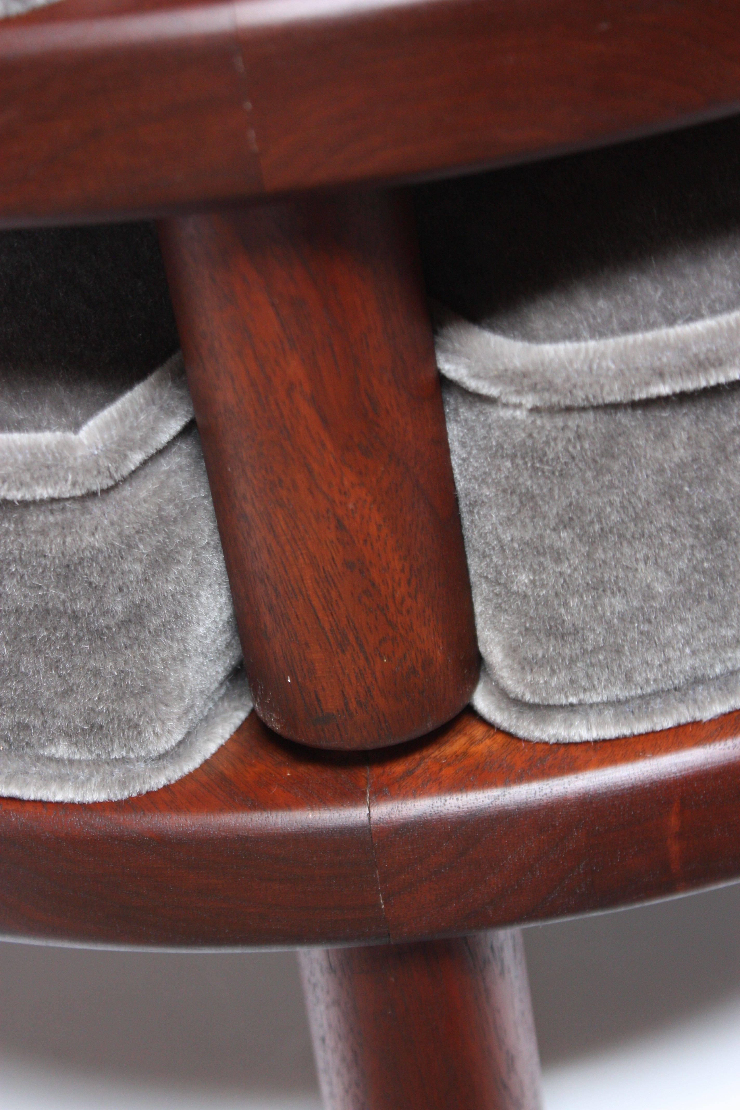 Mid-20th Century Harvey Probber-Style Mahogany and Mohair Stacking Ottomans or Footstools
