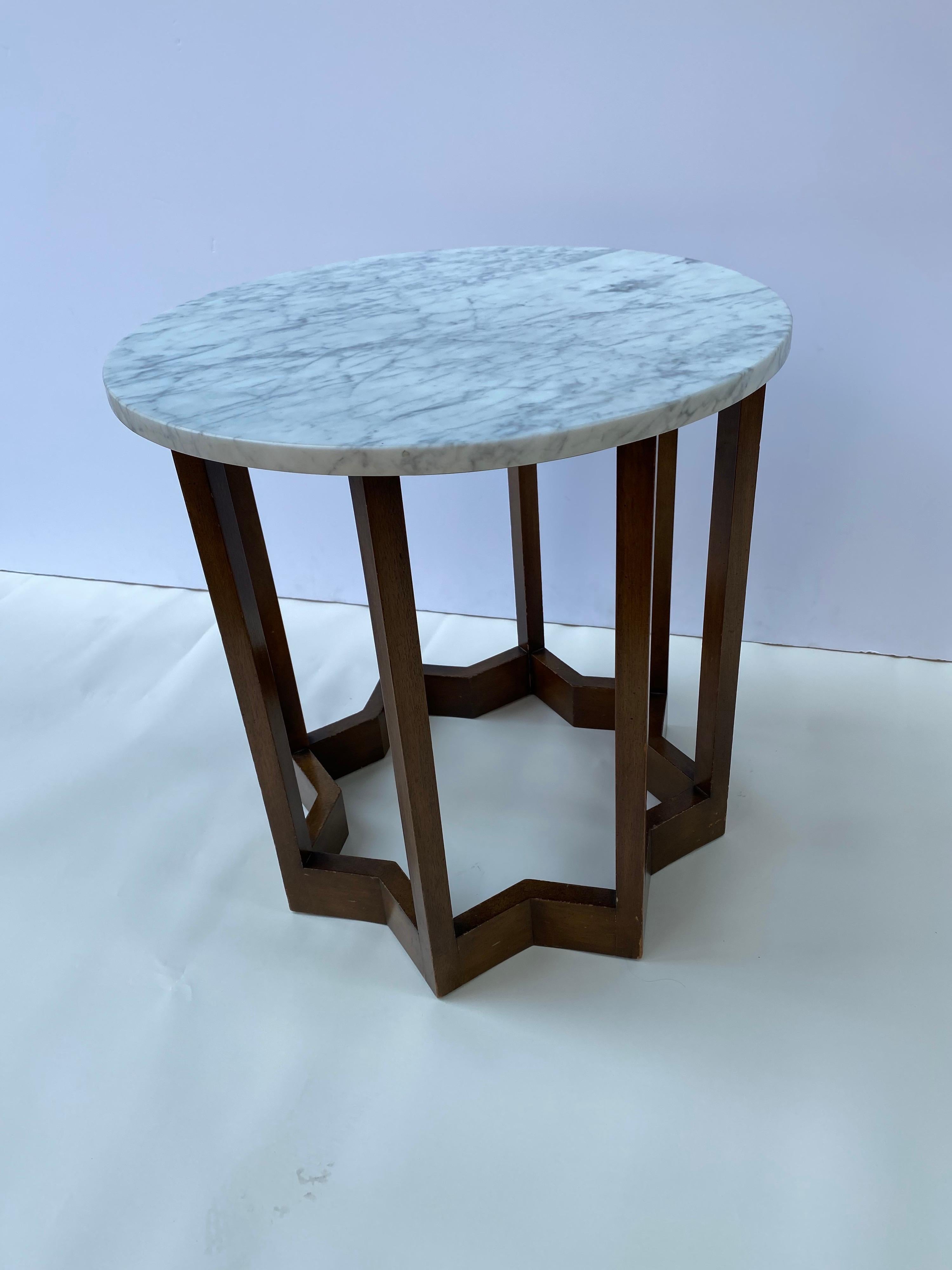 Mid-20th Century Harvey Probber Style Marble and Walnut Table