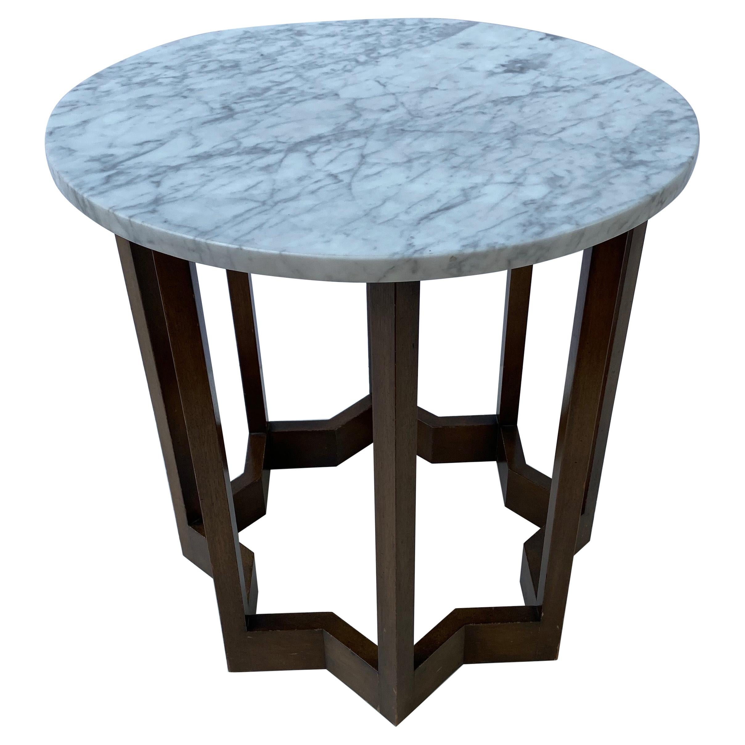 Harvey Probber Style Marble and Walnut Table
