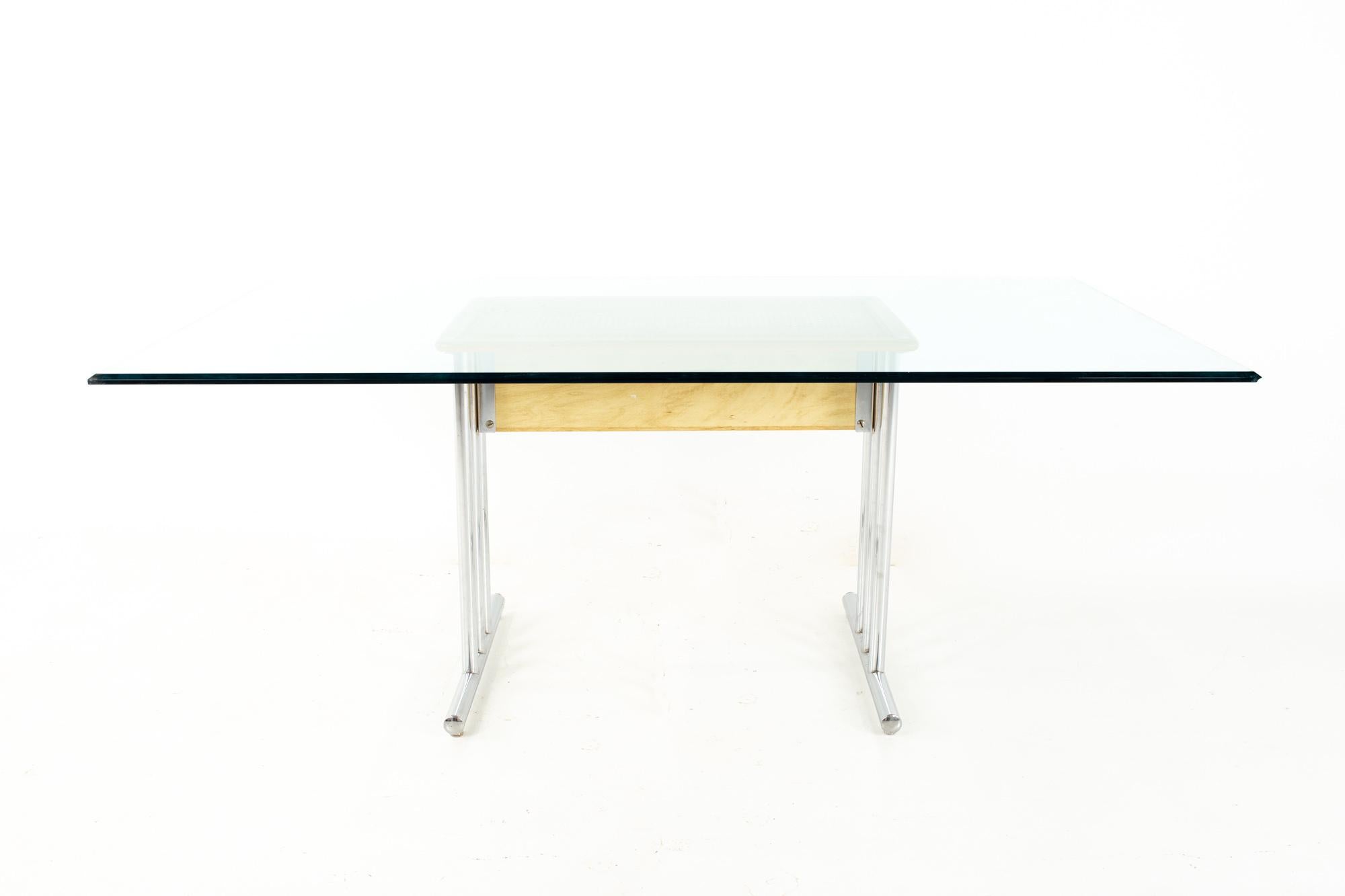Mid-Century Modern Harvey Probber Style Mid Century Glass and Chrome and Cane Dining Table